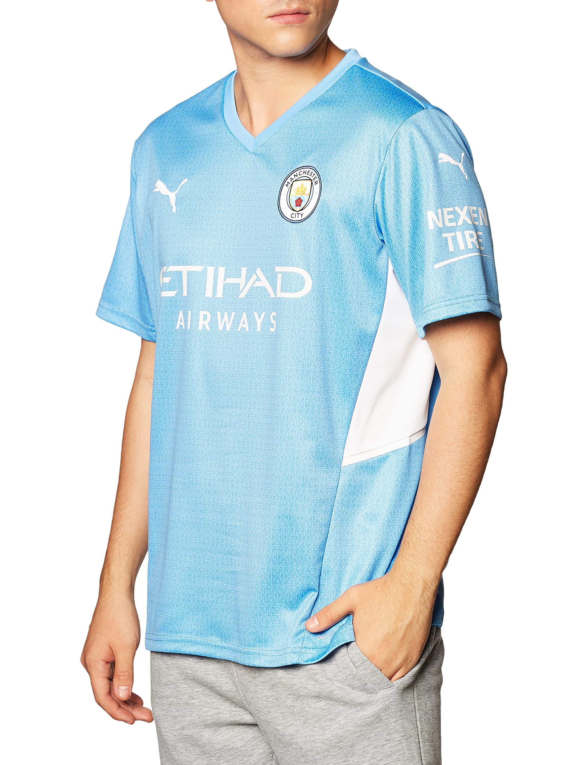 Puma Men's Manchester City FC Home Jersey Replica - Official Sponsor Logo, Team Light Blue, XX-Large - Perfect for Matchdays & Fan Collections