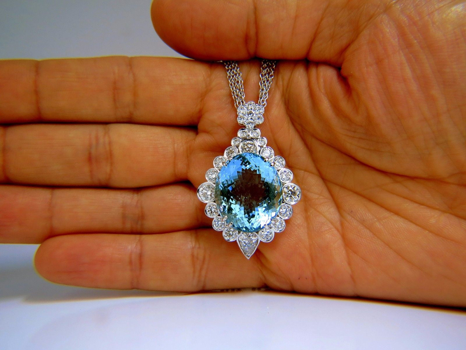 33.71CT GIA Certified Natural Blue Aquamarine Diamond Necklace - Elegant Jewelry for Women, Perfect for Weddings, Anniversaries & Special Occasions
