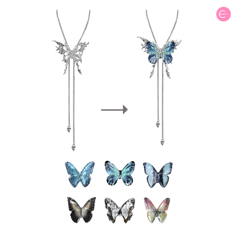 Butterfly Cage Convertible Pendant Necklace - Elegant Layering Jewelry for Women, Perfect for Date Nights & Special Occasions