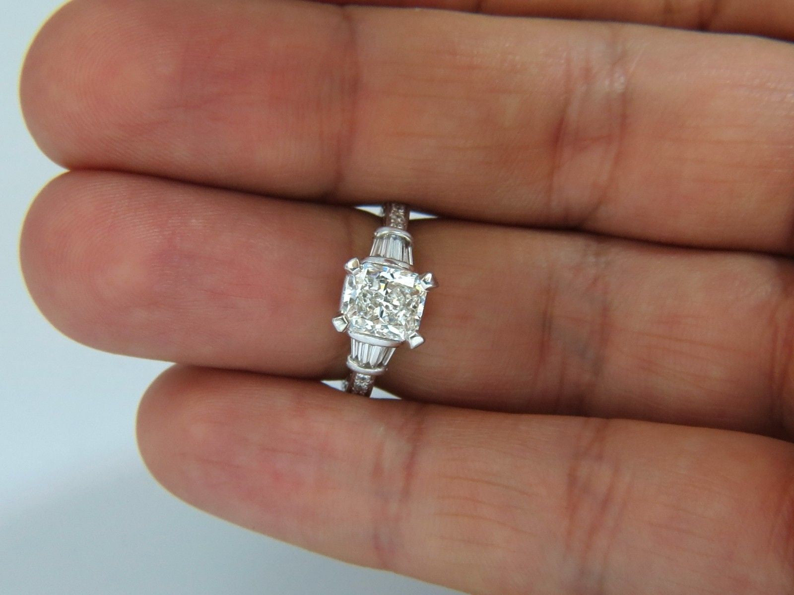 GIA Certified 2.00ct Cushion Cut Diamond Engagement Ring - G/VVS2 Platinum with Baguette Accents | Elegant Wedding, Anniversary & Special Occasion Jewelry