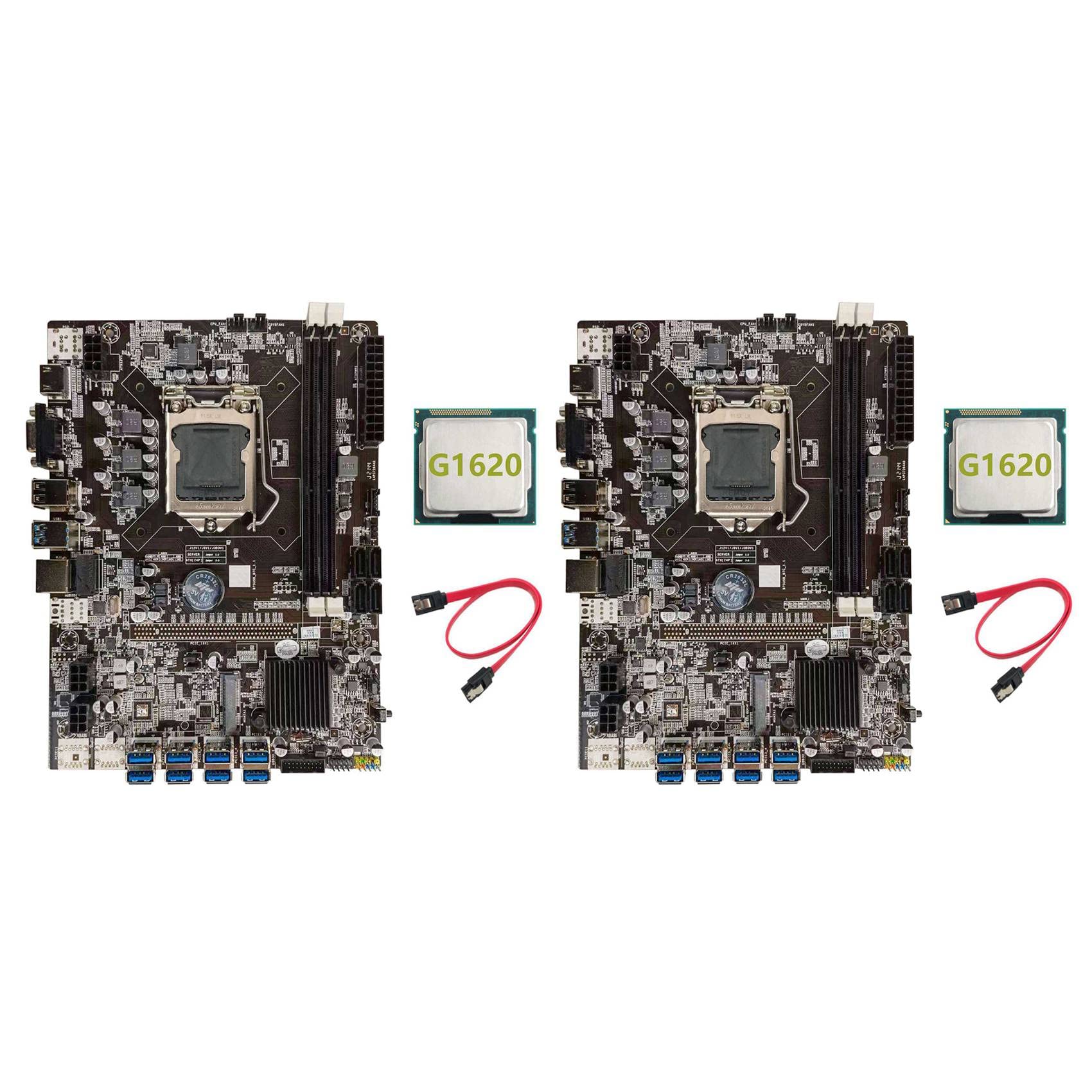 Vorfaove B75 BTC Mining Motherboard Bundle - 2X B75 Motherboard, Intel G1620 CPU, SATA Cable, LGA1155 Socket, 8X PCIE Slots, USB Adapter, DDR3 Support, MSATA - Perfect for Bitcoin Mining Rigs and Crypto Mining Setup