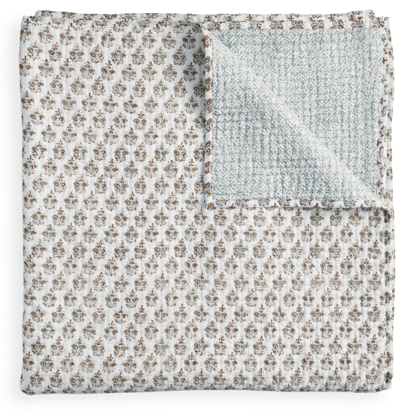 Sanganer Sahara Quilt - Handmade Cotton Bedspread, Lightweight Summer Blanket for Bedroom Decor - Perfect for Home, Hotel, and Guest Room Use