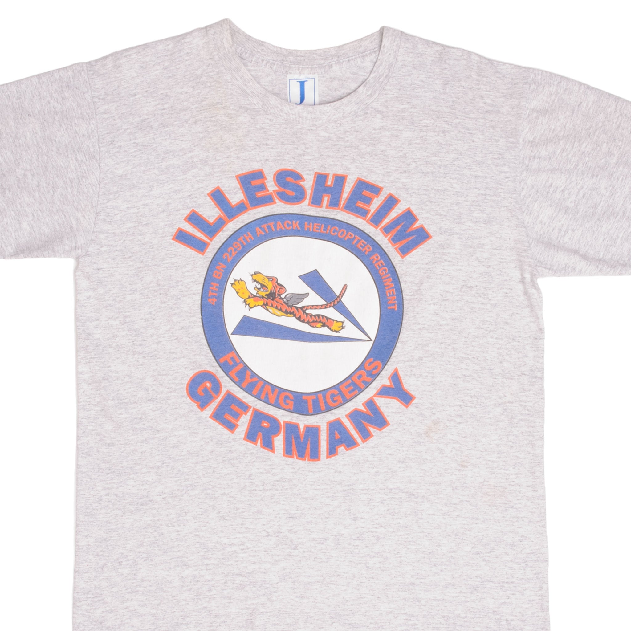 Vintage Flying Tigers Illesheim Germany Graphic Tee Shirt - Large, Made in USA (1991) - Retro Military Style for Casual Wear & Collectors
