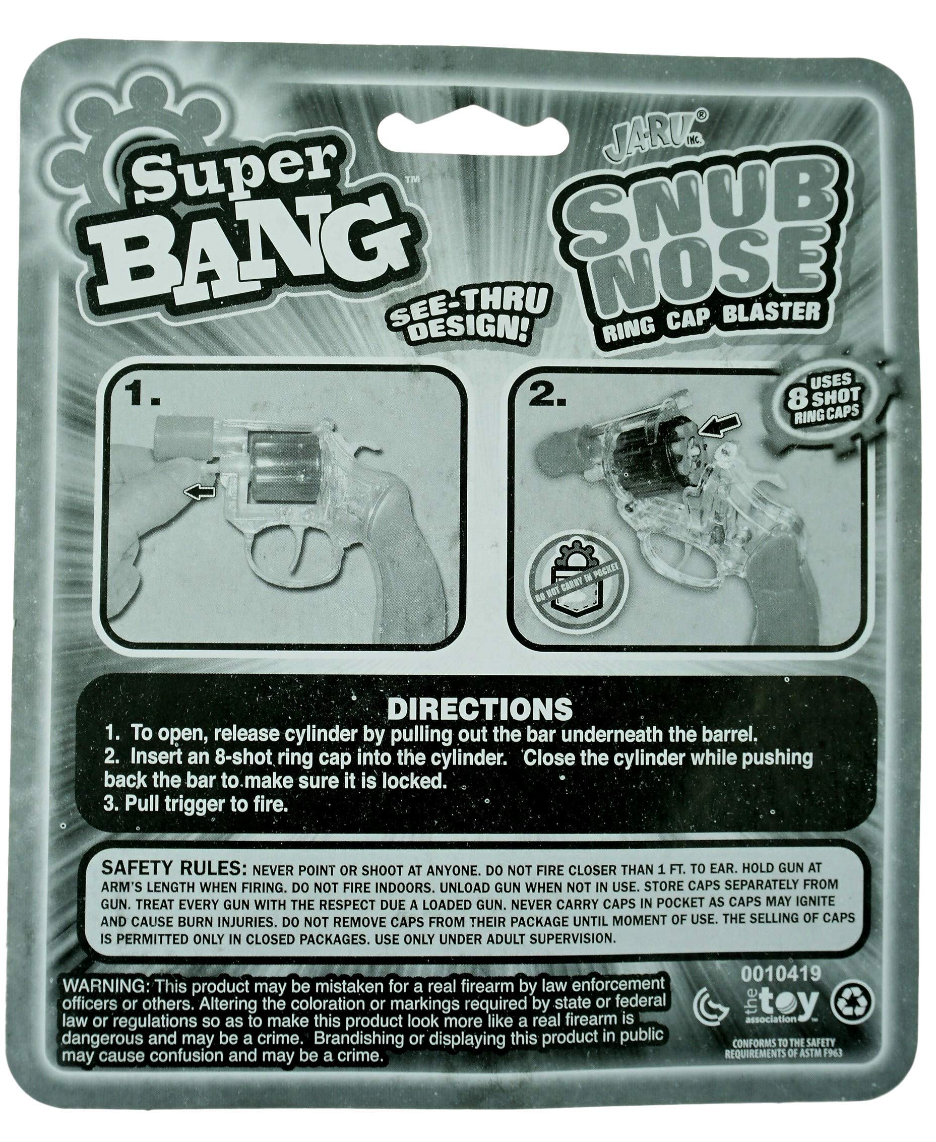 JA-RU Super Bang 12-Pack Transparent Plastic Cap Guns for Kids - Toy Revolver Guns with Realistic Sound, Safe Halloween Costume Props & Party Favors - Perfect for Dress-Up, Role Play, and Birthday Celebrations (Caps Sold Separately)