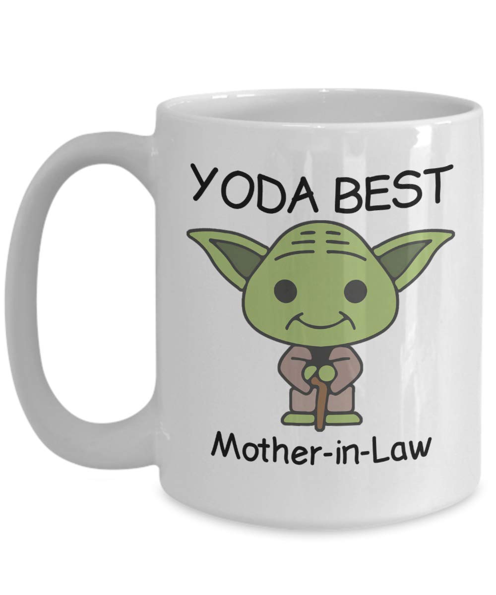 Funny Yoda Best Mother-in-Law Coffee Mug - 11oz Novelty Gift for Birthday, Anniversary, Valentine's Day & Christmas - Perfect for Tea, Coffee & Office Use