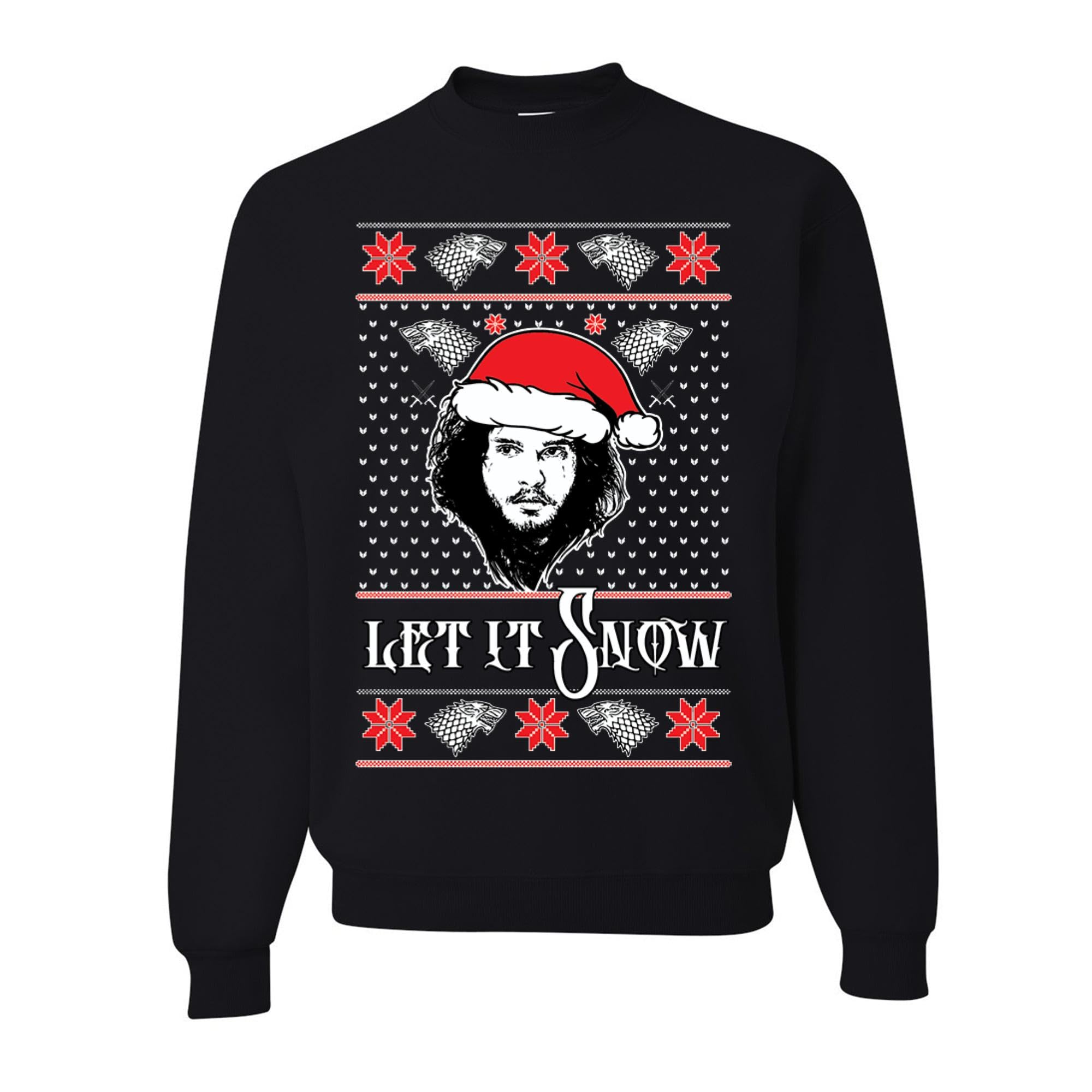 Wild Custom Apparel Let It Snow Ugly Christmas Sweater Crewneck Sweatshirt - Festive Holiday Party Outfit for Family Gatherings & Office Events