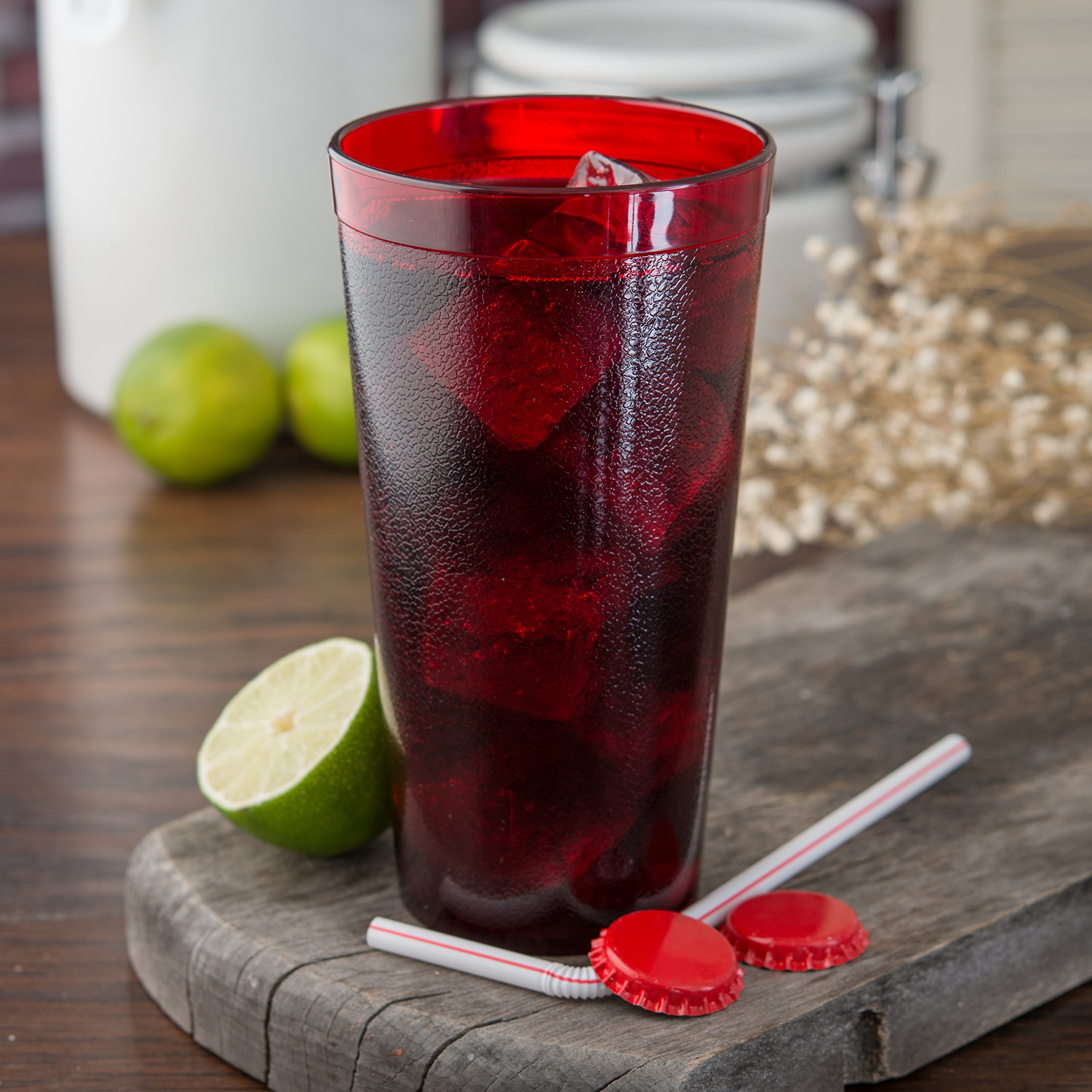 CFS 52208110 20 oz Stackable Shatter-Resistant Plastic Tumbler Cups - Ruby Red (6-Pack) for Parties, Picnics & Outdoor Events