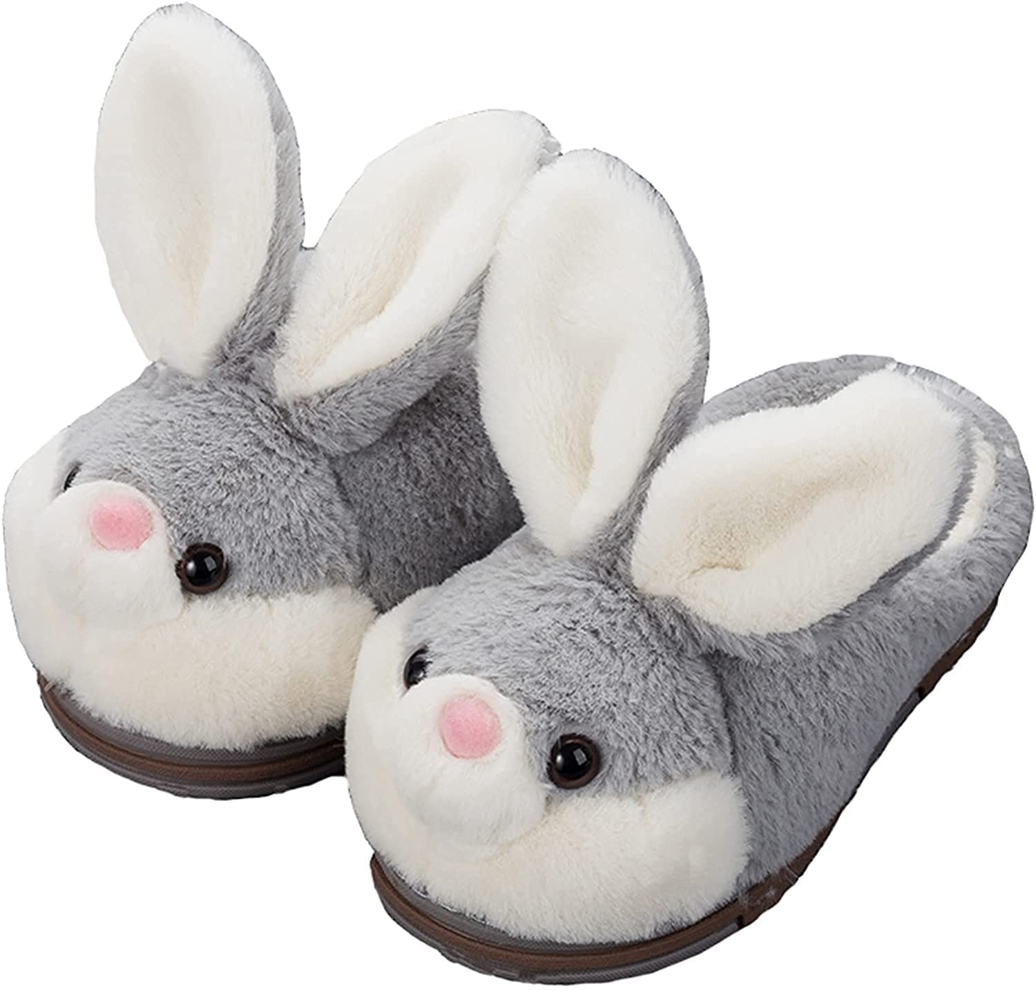 Cozy Fuzzy Bunny Slippers for Women & Girls - Warm Plush Animal House Shoes for Winter - Soft Pink Indoor/Outdoor Slippers - Perfect for Home, Lounge & Gift Giving