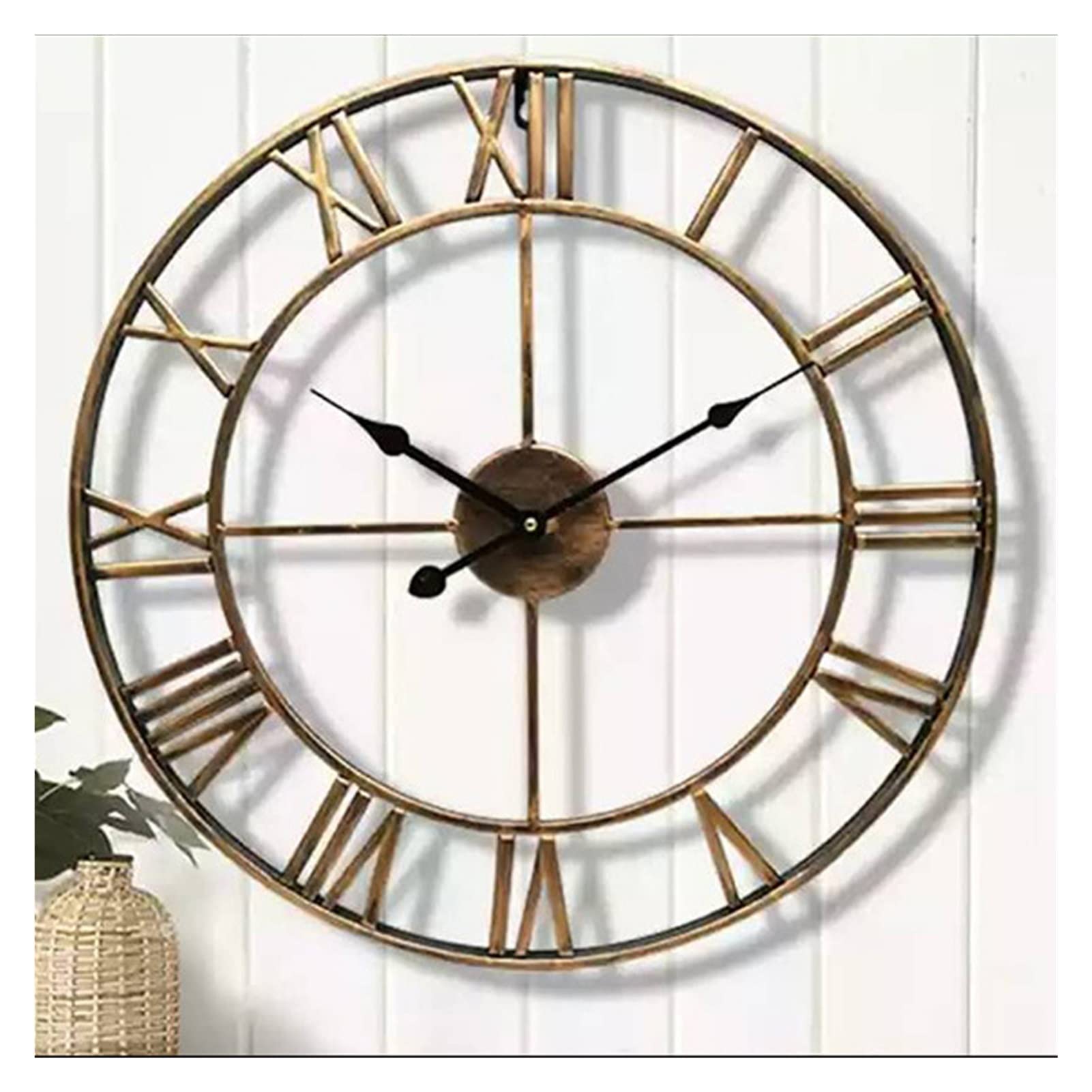Stylish Round Wall Clock with Numerals - Indoor & Outdoor Decorative Hanging Clock for Home, Garden, Office (Brown) - Perfect for Living Room, Bedroom, Patio Decor