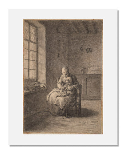 Jean François Millet The Knitting Lesson - Famous French Art Reproduction Painting - Home & Office Wall Decor - Perfect for Living Room, Bedroom, Study