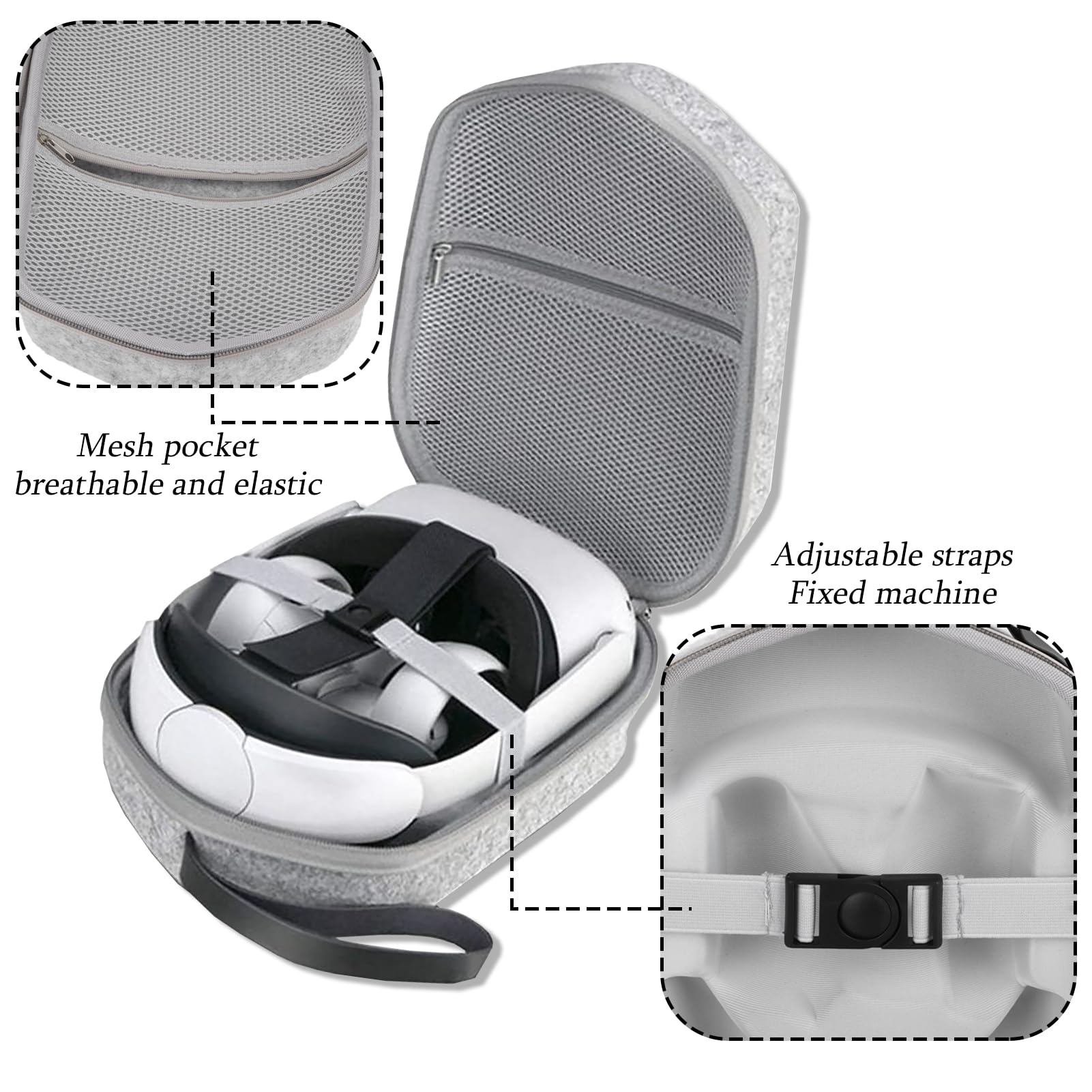 Premium VR Glasses Storage Case - Anti-Scratch EVA Hard Shell Travel Organizer for Oculus Quest 2 Headset - Portable Protective Box for Gaming, Home Storage & Travel Accessories