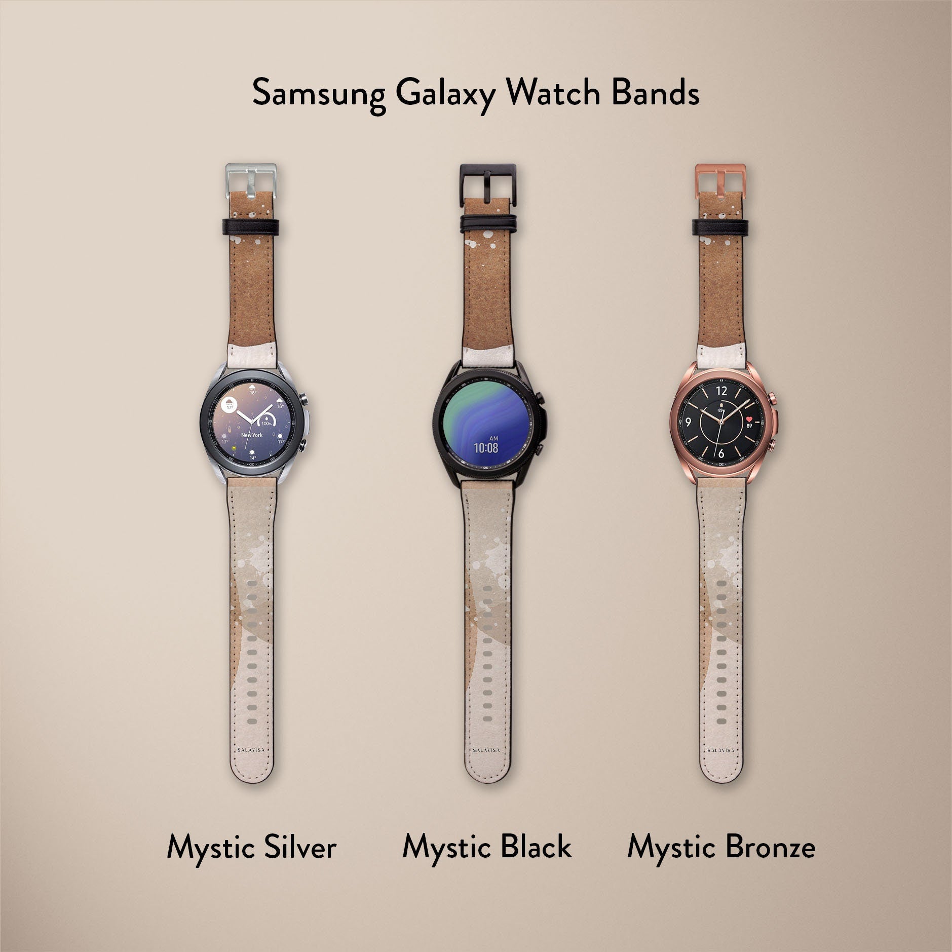 Beige Watercolor Art Watch Band - Adjustable Replacement Strap for Apple Watch, Fitbit & Samsung - Perfect for Casual, Office & Outdoor Activities