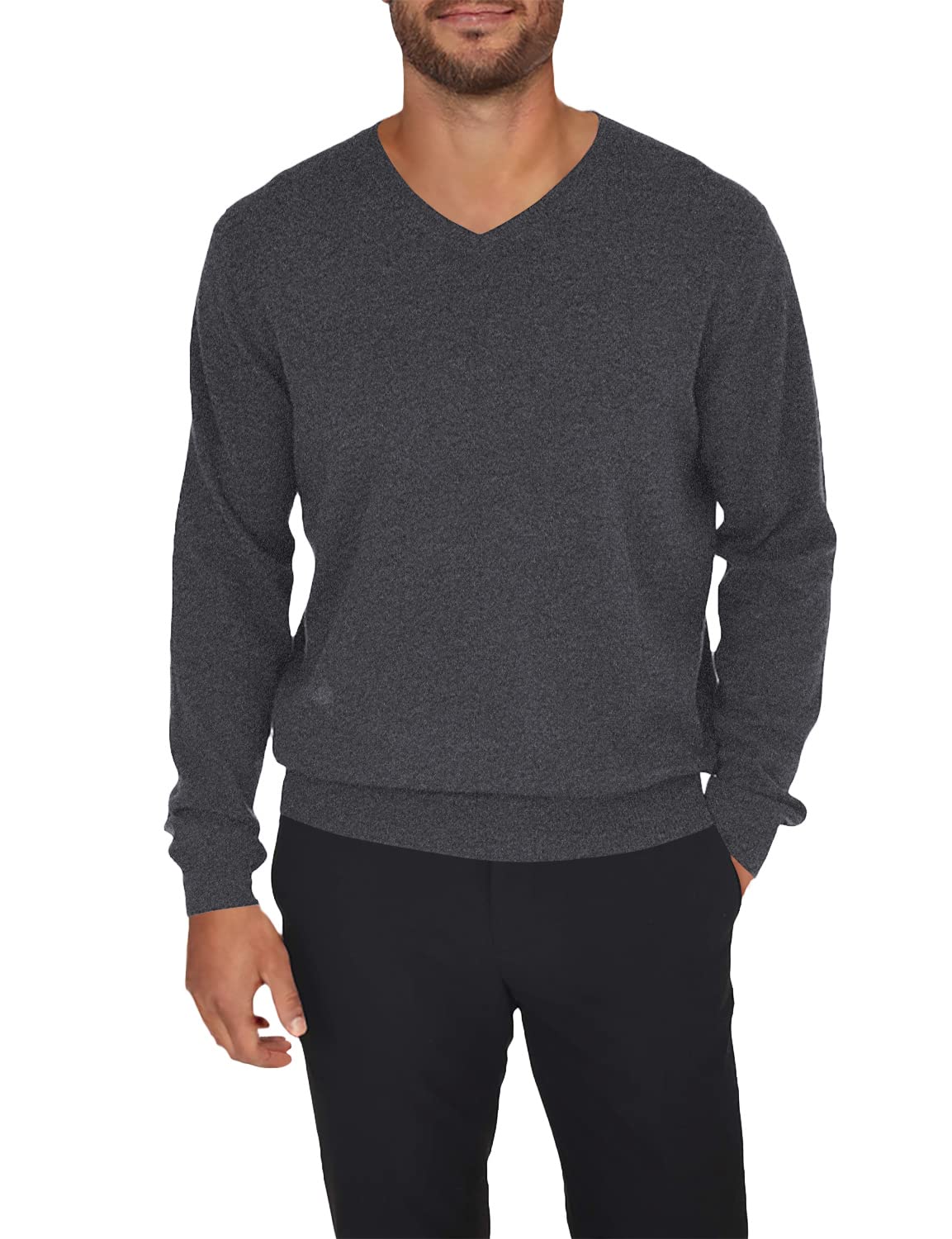 Premium Cashmere Men's V-Neck Sweater - Soft Wool Knit Pullover Long Sleeve Classic Sweater for Men | Office Wear, Date Night & Winter Layering