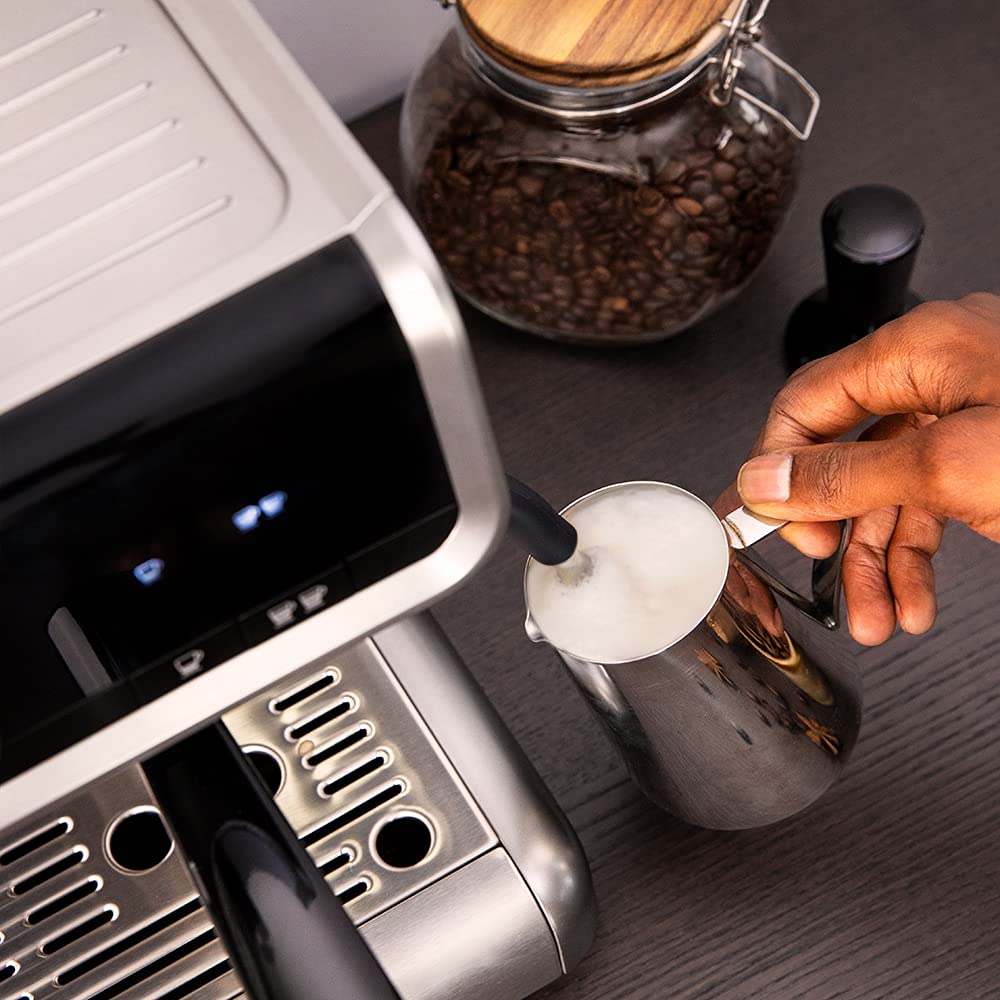 Cecotec Power Espresso 20 Bar Coffee Machine with Dual Spout, 1550W, 250g Bean Hopper, 30-Level Grinder, Thermoblock, 2.5L Water Tank - Black Stainless Steel | Perfect for Home Baristas & Espresso Lovers