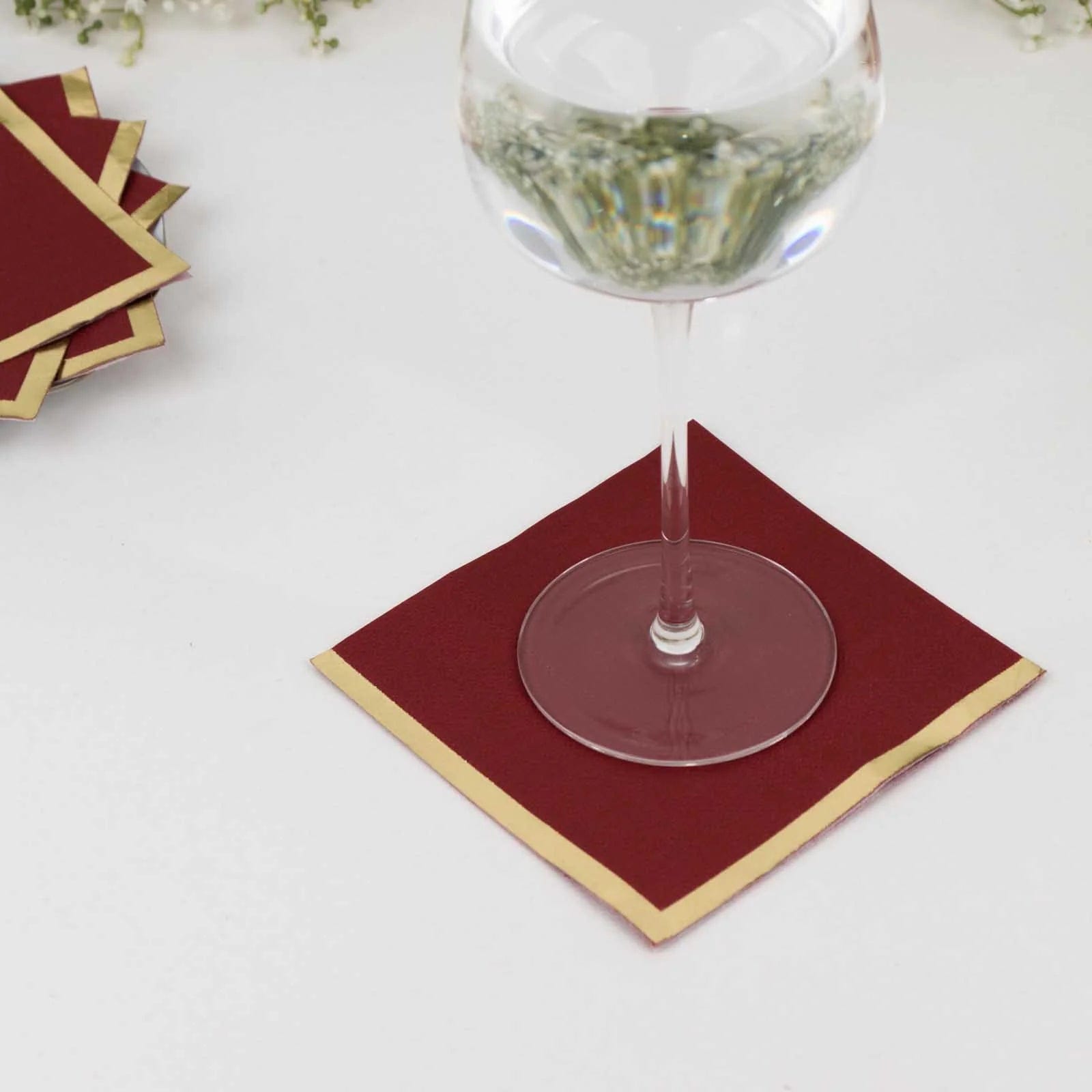 50 Soft 2-Ply Disposable Dinner Cocktail Napkins with Gold Foil Edge - Elegant Party Tableware for Weddings, Events & Home Entertaining
