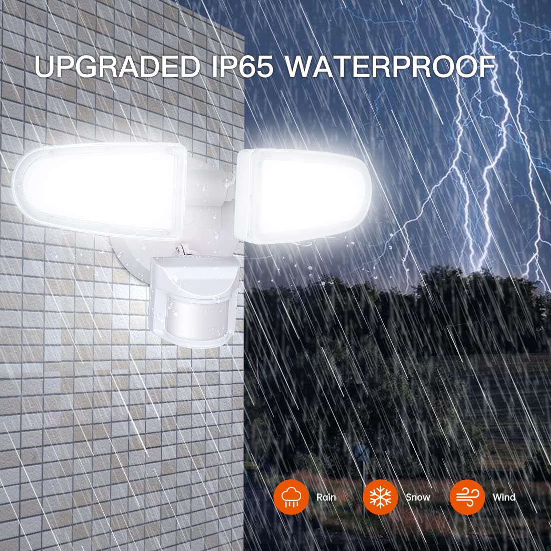 JJC 3700LM 32W LED Security Light with Motion Sensor, IP65 Waterproof Outdoor Flood Light - 5700K Super Bright Motion-Activated Detector for Garage, Porch, Yard & Driveway (Not Solar Powered) - Perfect for Home Security, Nighttime Safety & Property Illumination