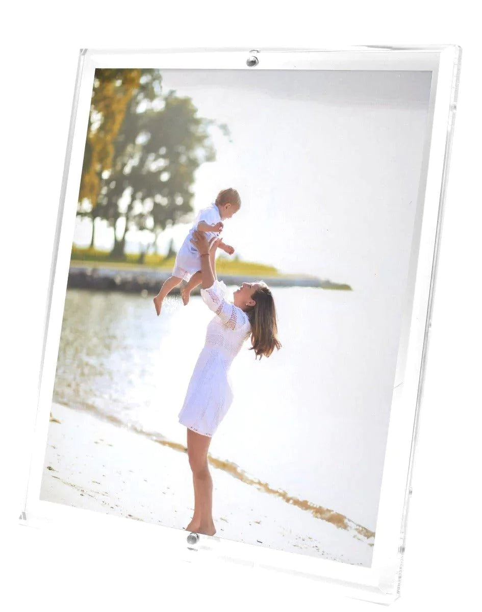 Beveled Clear Acrylic Floating Picture Frame for 8x10 Photos - Modern Display for Wall Art, Certificates & Memorabilia - Perfect for Home, Office & Gallery Decor
