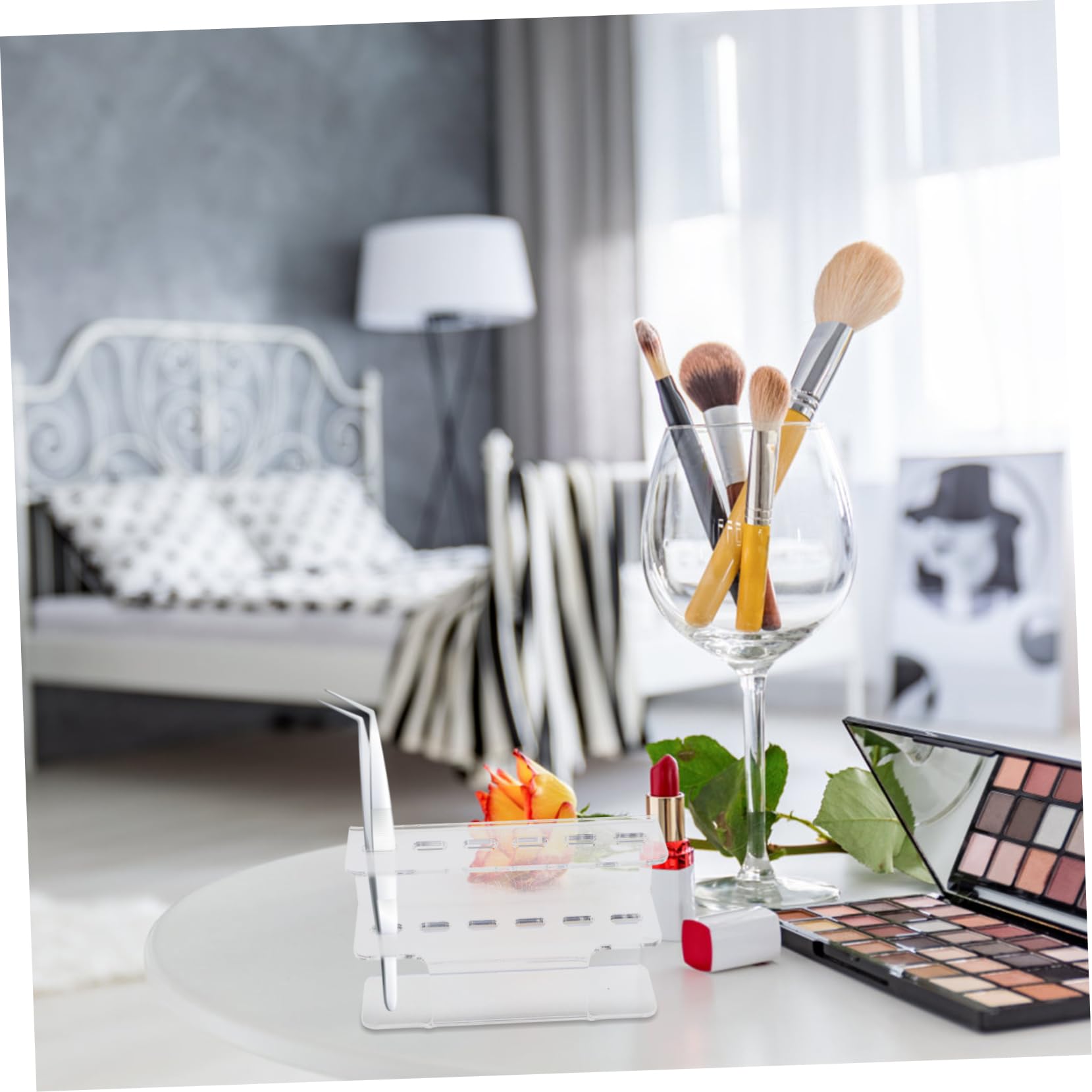 1pc Acrylic Makeup Tweezer Storage Rack - Eyelash Extension Organizer for Tweezers & Eyelash Supplies | Perfect for Salon, Beauty Studio & Home Vanity Organization