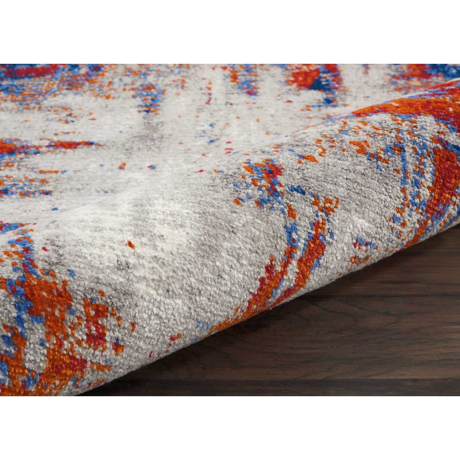 Nourison Twilight Modern Contemporary Red Blue Area Rug 8x8 Feet - Perfect for Living Room, Bedroom & Office Decor