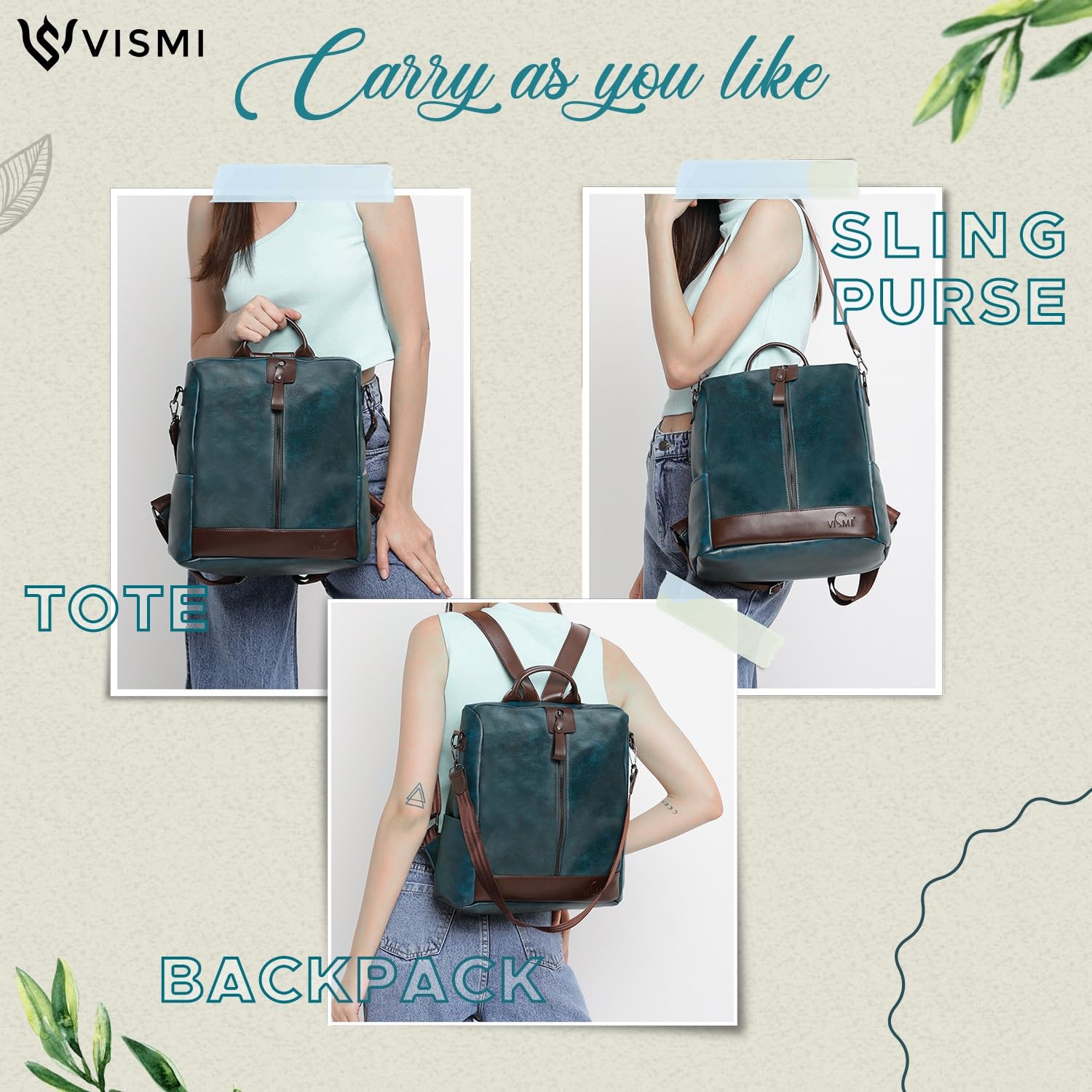 VISMIINTREND Women's Leather Backpack - Stylish 13