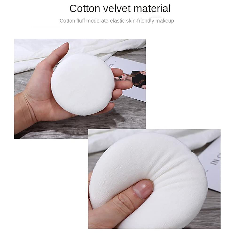 JOOTUEPO 4.13 Inch Large Round Velour Powder Puff - Ultra Soft, Washable Makeup Sponge with Strap (6 Pack) - Perfect for Loose Powder, Foundation & Body Makeup Application