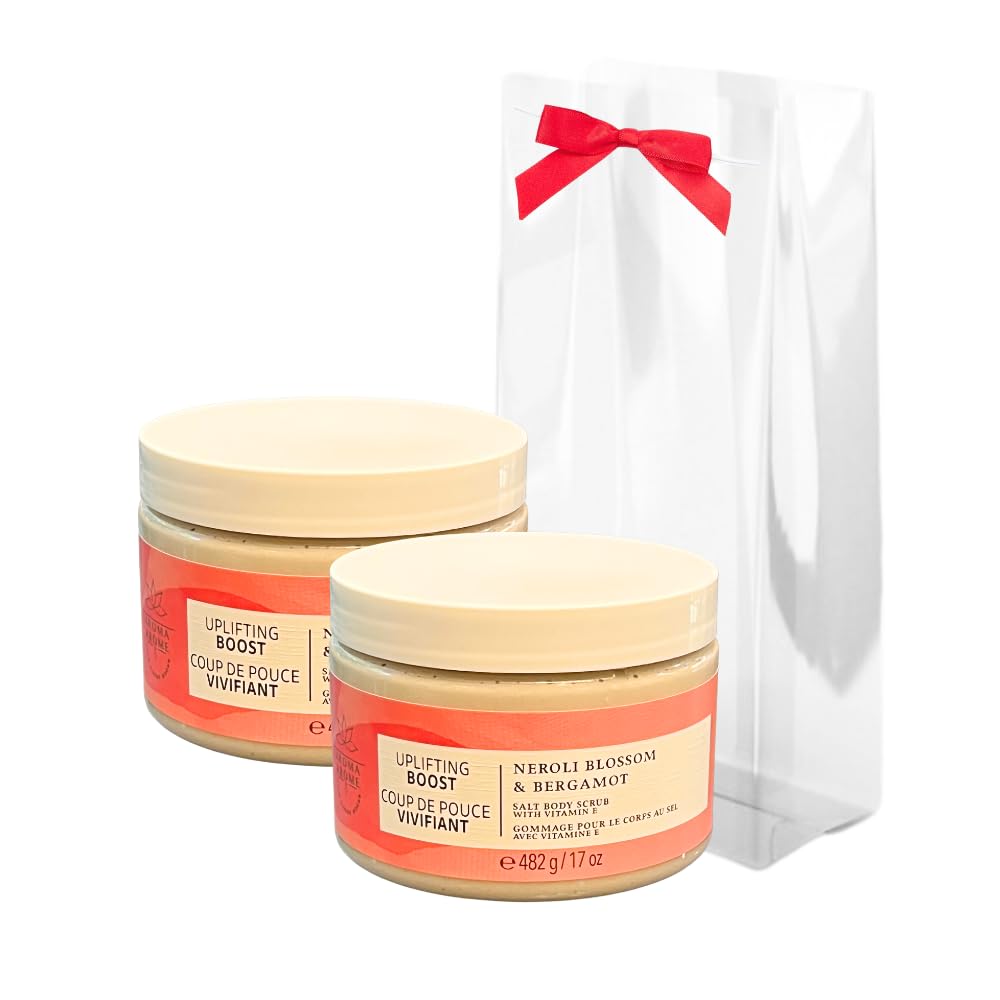 Bath & Body Works Neroli Blossom & Bergamot Salt Body Scrub Gift Set - 17 oz Exfoliating Scrub with Red Bow, Holiday Gift for Women, Spa & Self-Care Relaxation
