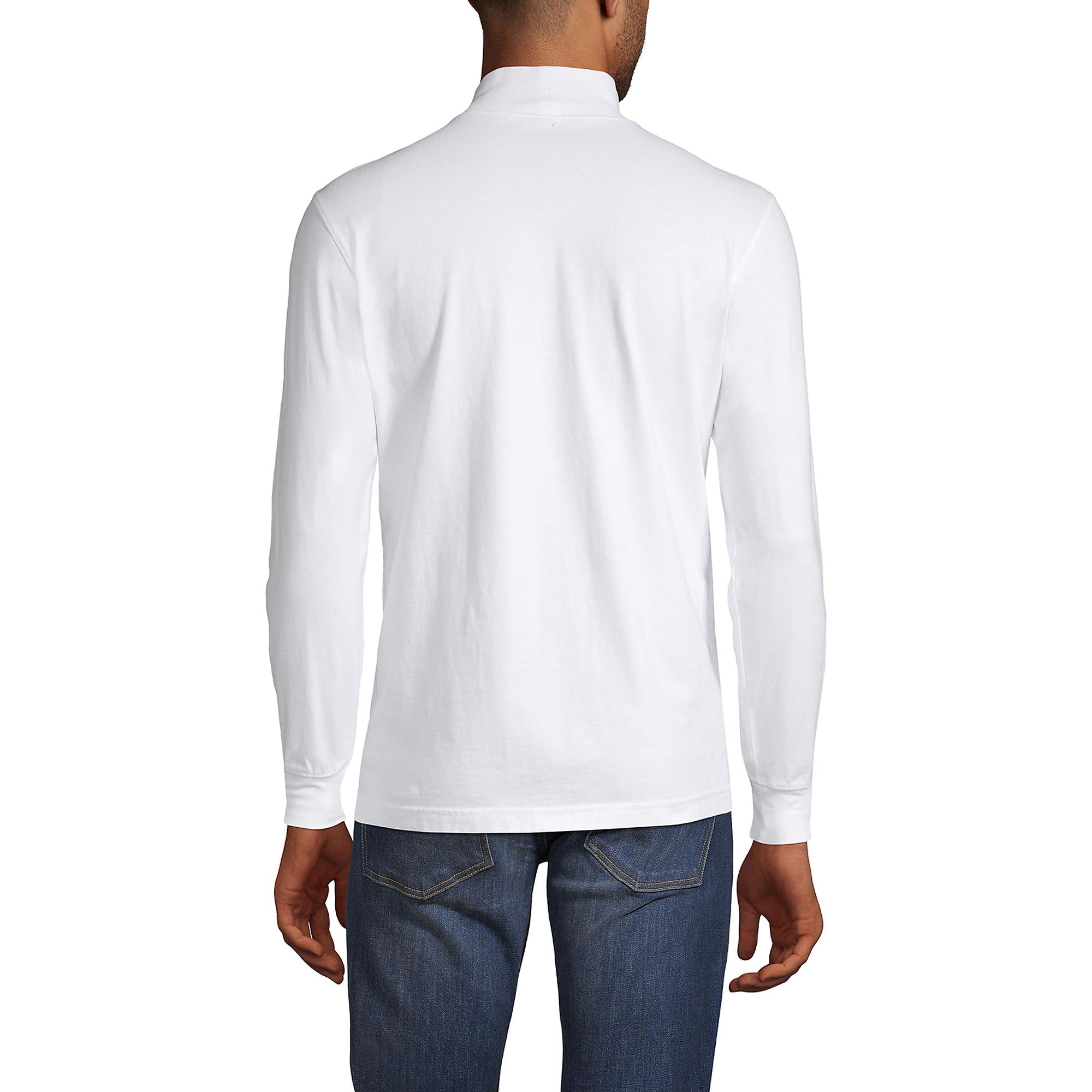 Lands' End Men's Super-T Cotton-Blend Mock Turtleneck Shirt | Comfortable Long Sleeve Casual Top for Work & Everyday Wear