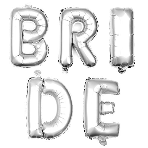 Ella Celebration Non-Floating Bride Letter Balloons - 13 Inch Silver Wedding Decor for Bridal Showers, Bachelorette Parties & Anniversary Celebrations - Perfect for Photo Backdrops, Table Centerpieces & Venue Decorations