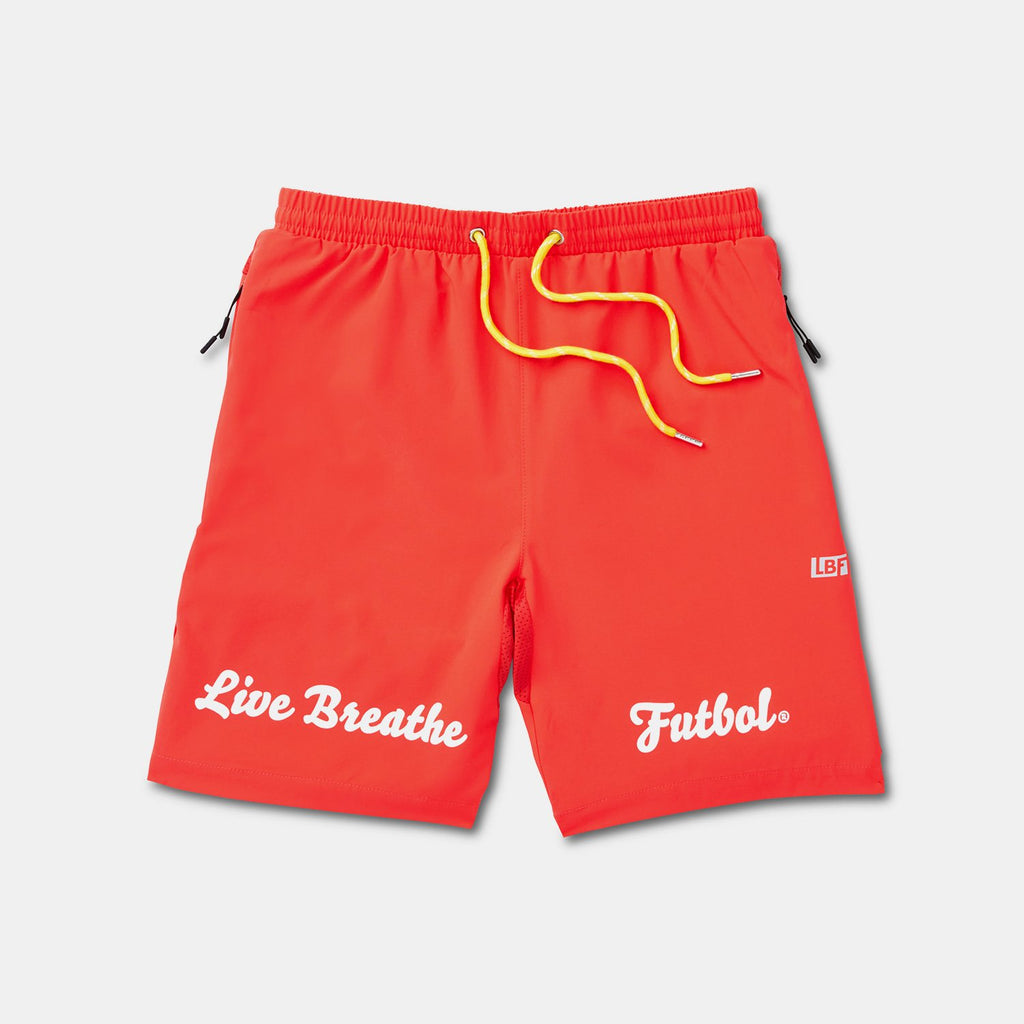 Live Breathe Futbol Maestro Soccer Shorts - Turbo Red Fury - Perfect for Training, Matches & Casual Wear
