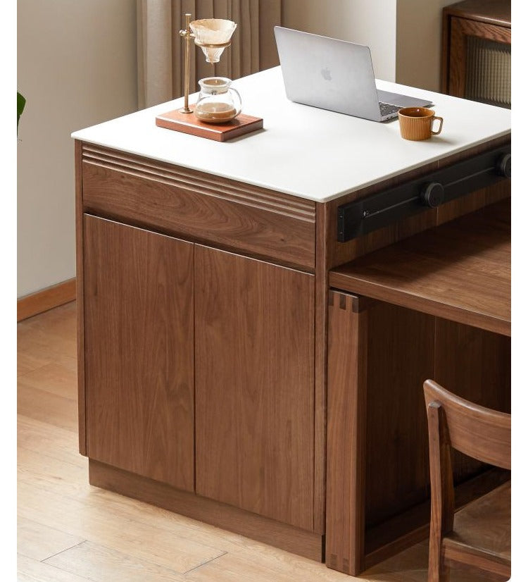 Luxury Black Walnut and Oak Solid Wood Sideboard - Elegant Kitchen Island Buffet for Dining Room & Home Decor