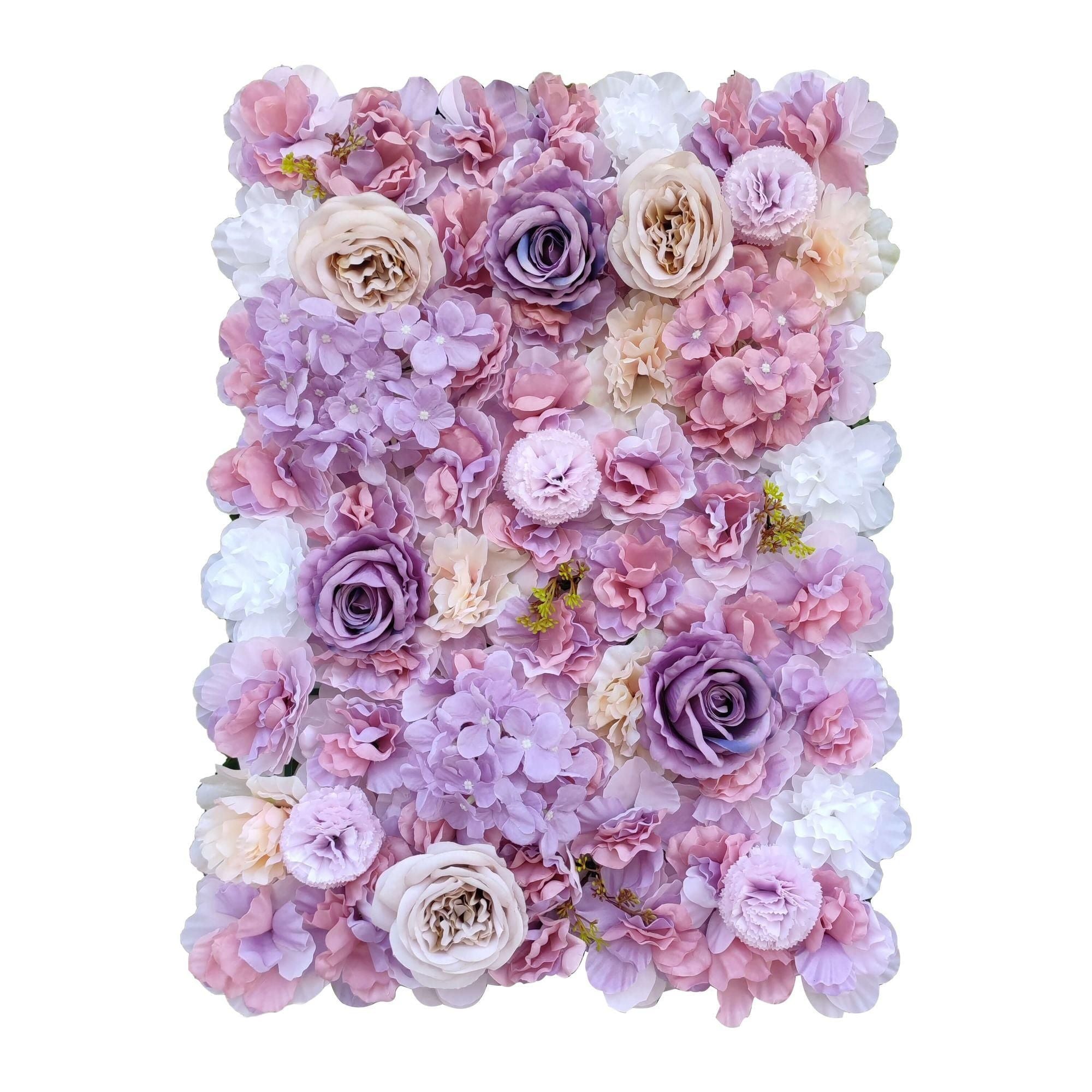 Artificial Flower Wall Backdrop Panel - 40cm x 60cm Mixed Pink & White Silk Flowers for Wedding, Party, Home Decor & Photo Booth Background