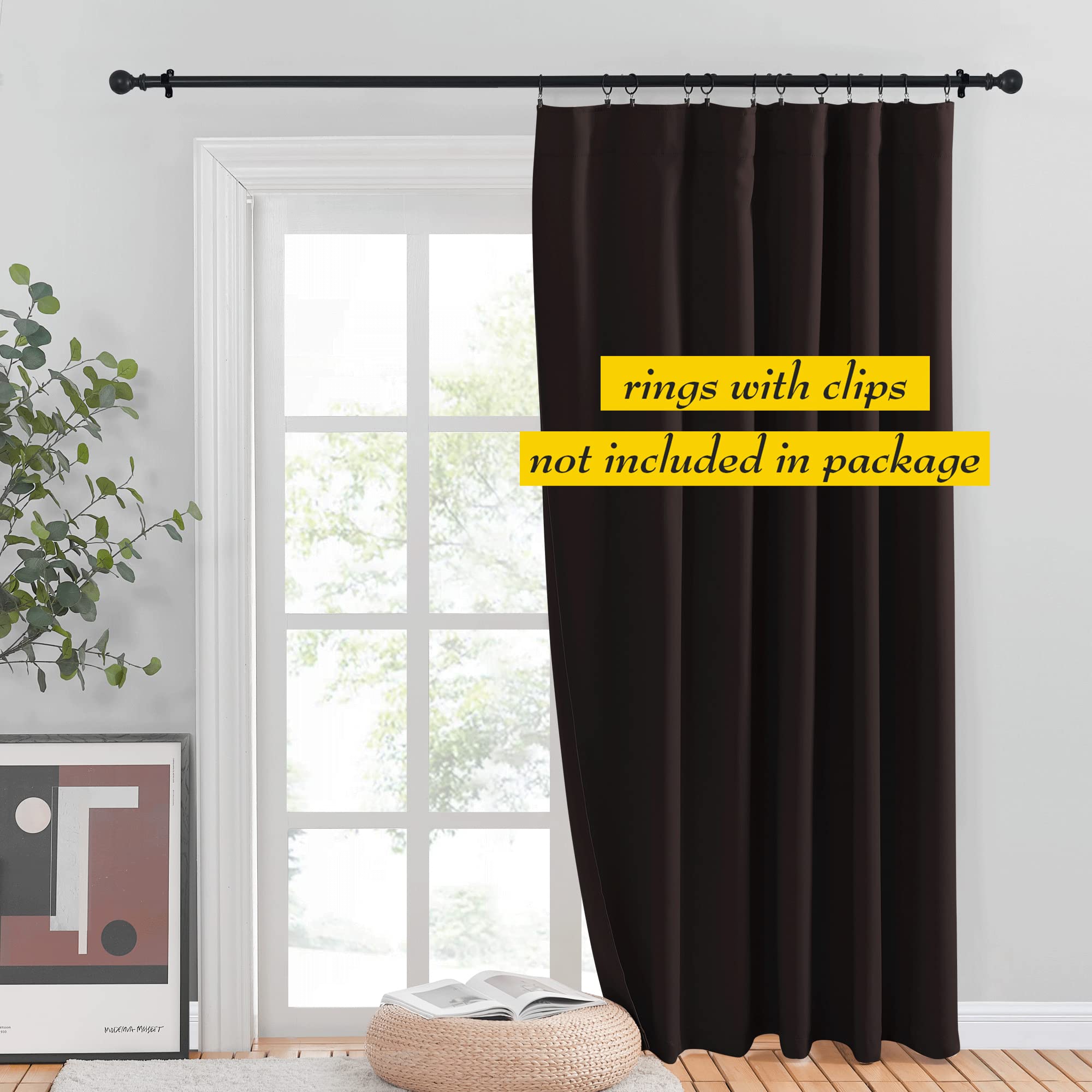 NICETOWN Blackout Window Curtains & Room Divider - 80x84 Inch Toffee Brown Back Tab & Rod Pocket Drapes for Dining Room, Farmhouse, Cabin - Light Blocking, Privacy, Sound Dampening - Sold Individually
