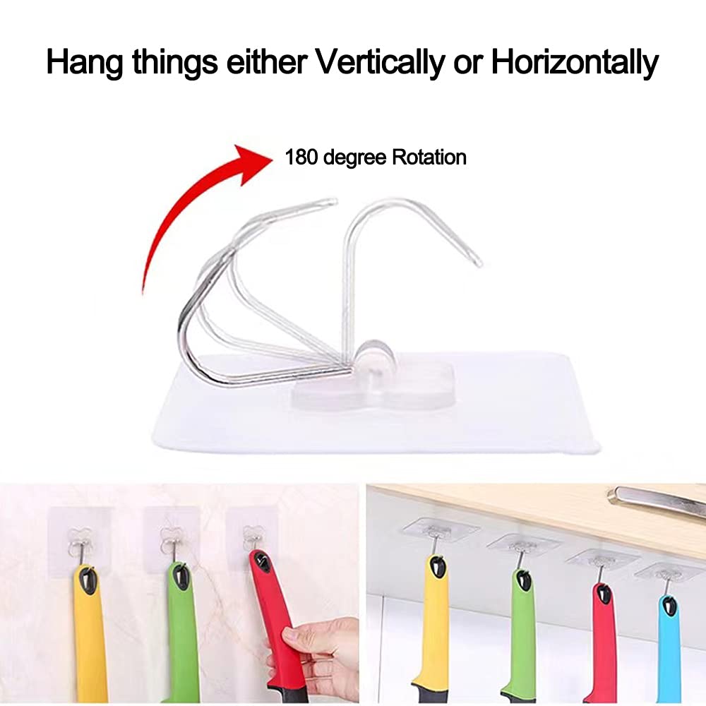 DKKO Heavy Duty Adhesive Wall Hooks - 20 Pack Transparent Reusable Sticky Hangers for Bathroom, Kitchen, Office & Window - Perfect for Hanging Towels, Decor, Keys & Organizing Small Items