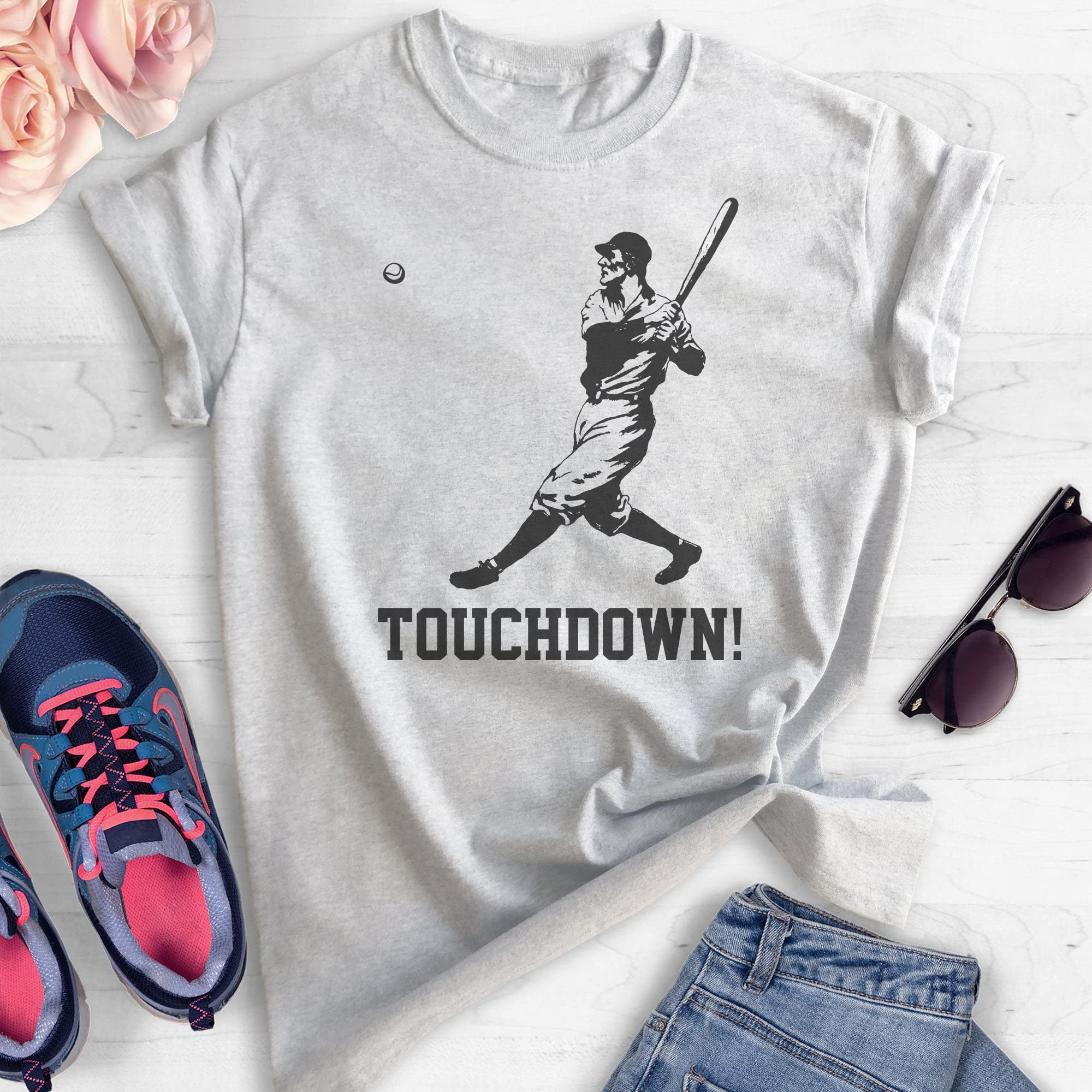Touchdown Shirt - Unisex Funny Baseball & Football T-Shirt for Men & Women | Ironic Sports Tee for Game Day, Tailgating & Fan Apparel