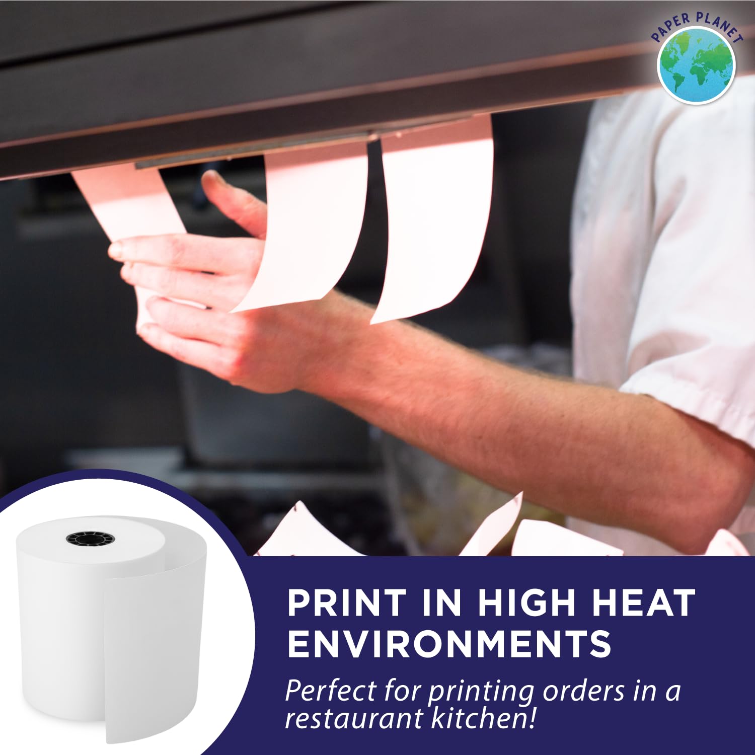 TKP300 Compatible Thermal Printer Paper - 20 Rolls 1-Ply White Bond Paper for Kitchen Printers (Works with TKP300/SNBC/BTP-M300) | Perfect for Restaurant Receipts, Toast Printing & Food Labeling