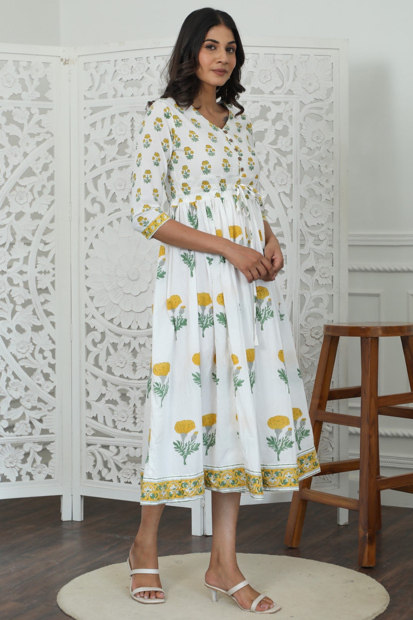 Rayne Azofree Handblock Printed Pure Cotton Dress - Breathable & Comfortable for Summer, Casual Outings & Boho Fashion