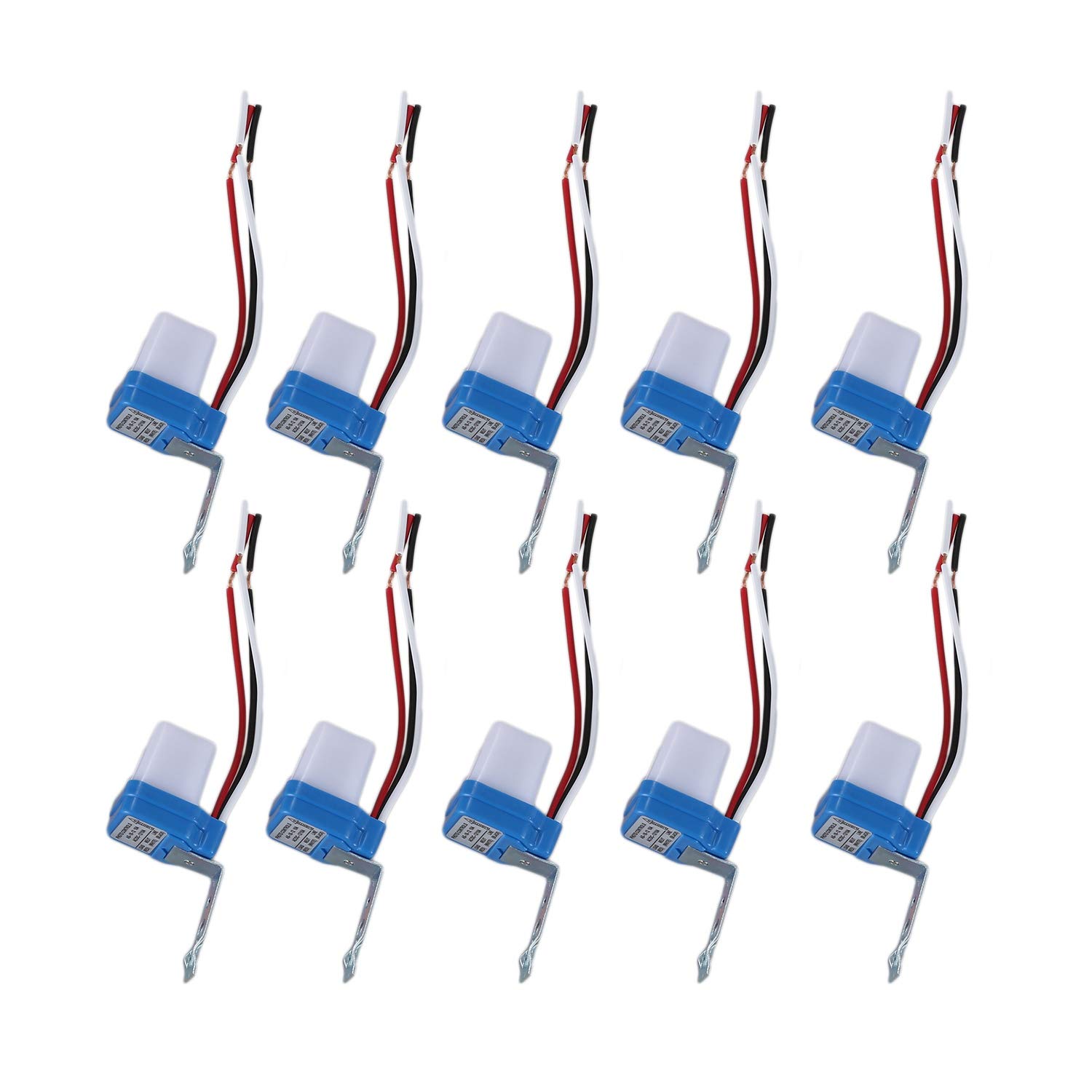 10Pcs Auto On/Off Photocell Street Light Sensor Switch - AC/12V 10A - Weatherproof Outdoor Lighting Control for Driveways, Parking Lots & Garden Security Lights