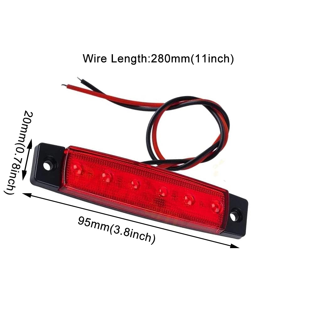 12V Waterproof LED Marine Boat Interior Lights - 6Pcs Red Strip Lights for Deck, Transom, Cockpit & Navigation on Fishing Pontoon, Sailboat, Kayak, Yacht | Perfect for Night Fishing & Safe Boating