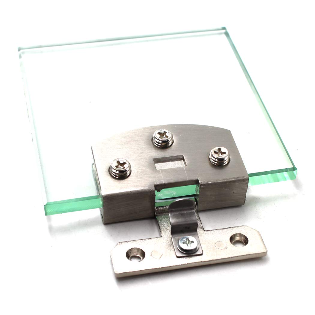 8-10mm Glass Cabinet & Shower Door Hinges - Wall Mounted Glass Clamp Hinges (4-Pack) for Bathroom, Kitchen & Closet Glass Doors