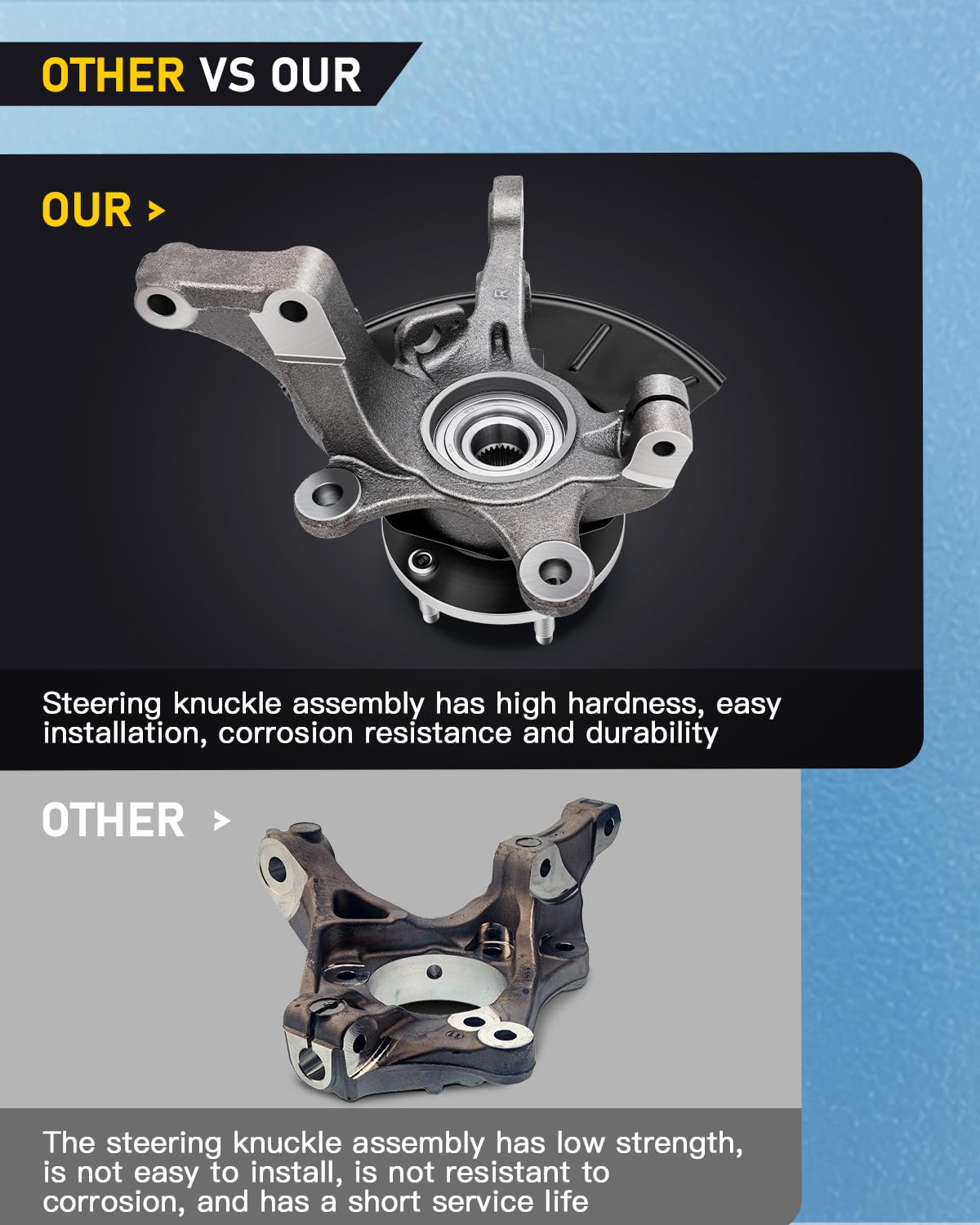 OCPTY Front Passenger Side Wheel Hub Bearing & Steering Knuckle Assembly - Compatible with 2005-2012 Ford Escape, Mazda Tribute, Mercury Mariner 2.3L 2.5L 3.0L (Part# 698-404) - Smooth Ride & Precise Steering for Daily Commute & Highway Driving
