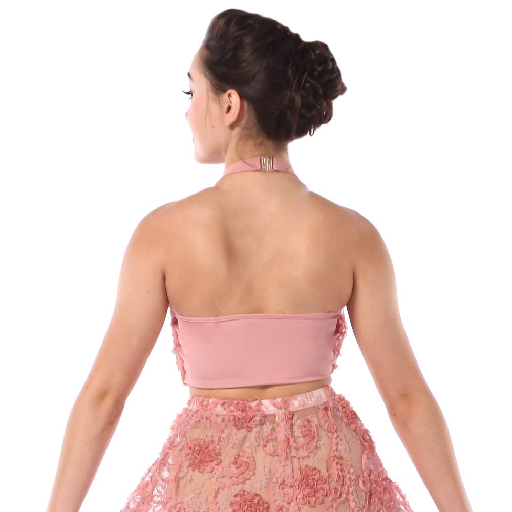 Women's Pink Lyrical Dance Crop Top - Falling Slowly Costume for Youth Size 12 | Perfect for Dance Competitions & Performances