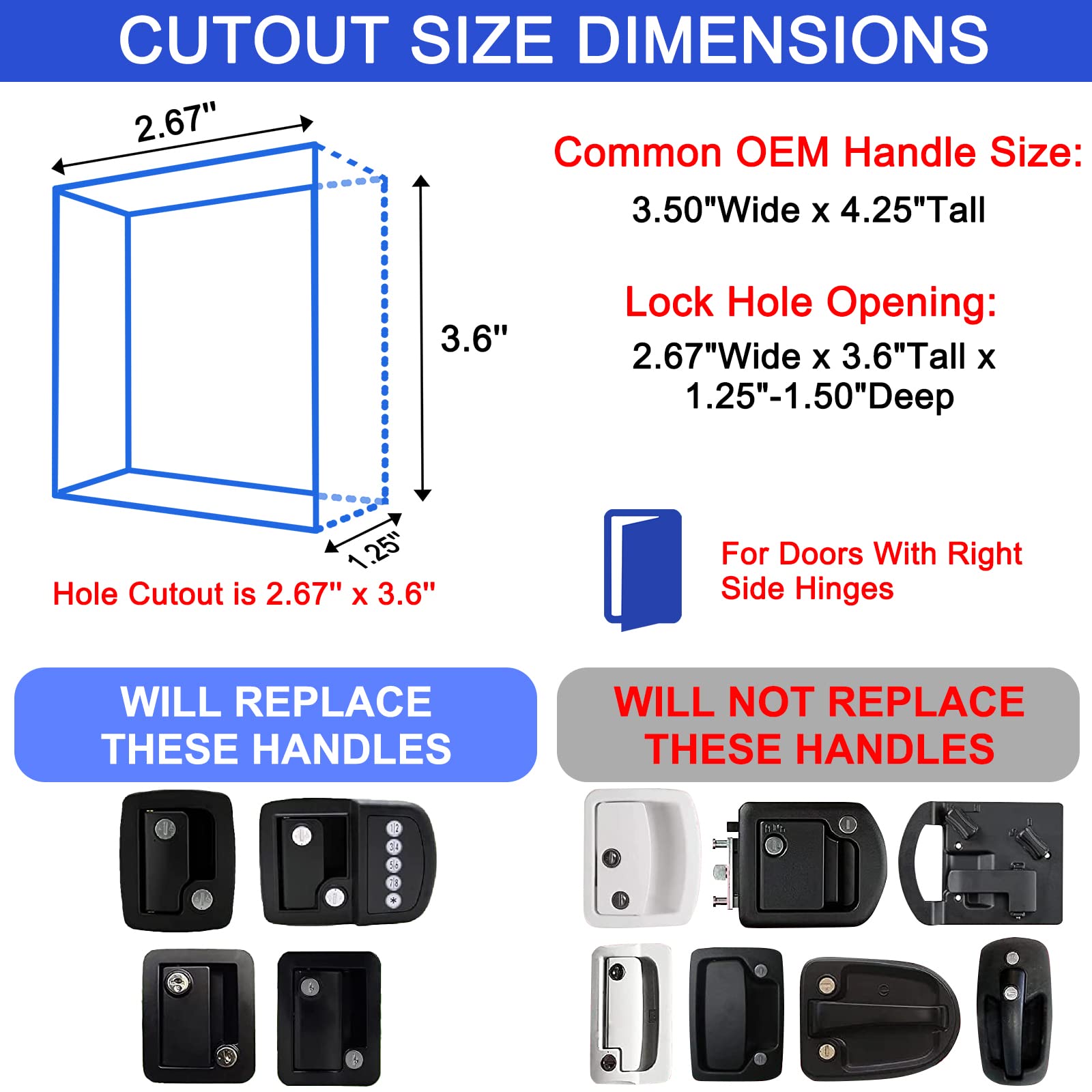 Upgraded Chrome RV Door Lock RL001 - Heavy Duty Paddle Deadbolt Camper Door Latch Replacement Kit for Travel Trailers, Horse Trailers & Cargo Haulers | Secure Entry for Campers, Trailers & Mobile Homes