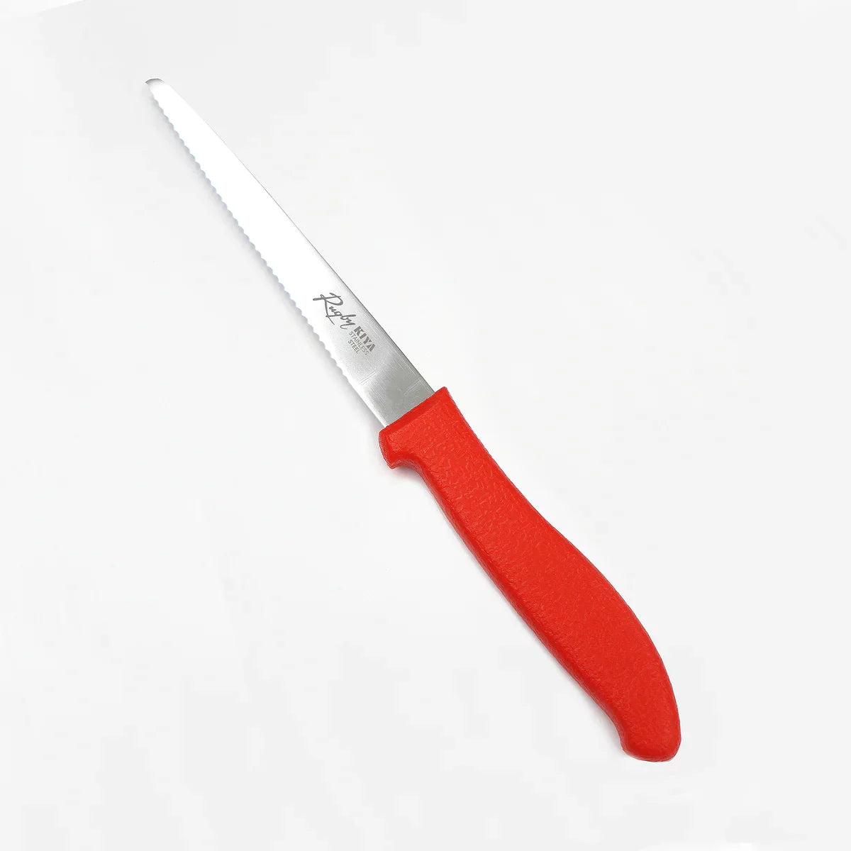 Kiya Rugby Wave Blade Multi-Purpose Serrated Kitchen Knife - 5-Inch Red Stainless Steel Knife for Slicing, Chopping & Carving - Perfect for Fruits, Vegetables, Bread & Meat Preparation