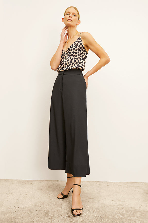 Eco-Friendly Soft Wave Culottes for Women - Comfortable & Stylish Black High Waist Palazzo Pants - Perfect for Casual Wear, Office & Travel