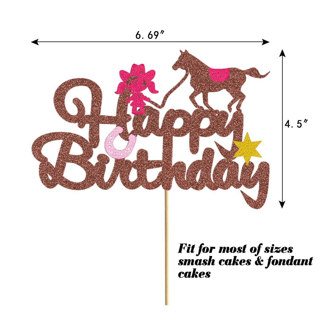 Western Cowgirl Cake Topper - Glitter Cowgirl & Horse Cake Decorations for Birthday Parties, Baby Showers, Bachelorette - Perfect for Girls & Women Cowgirl Theme Celebrations