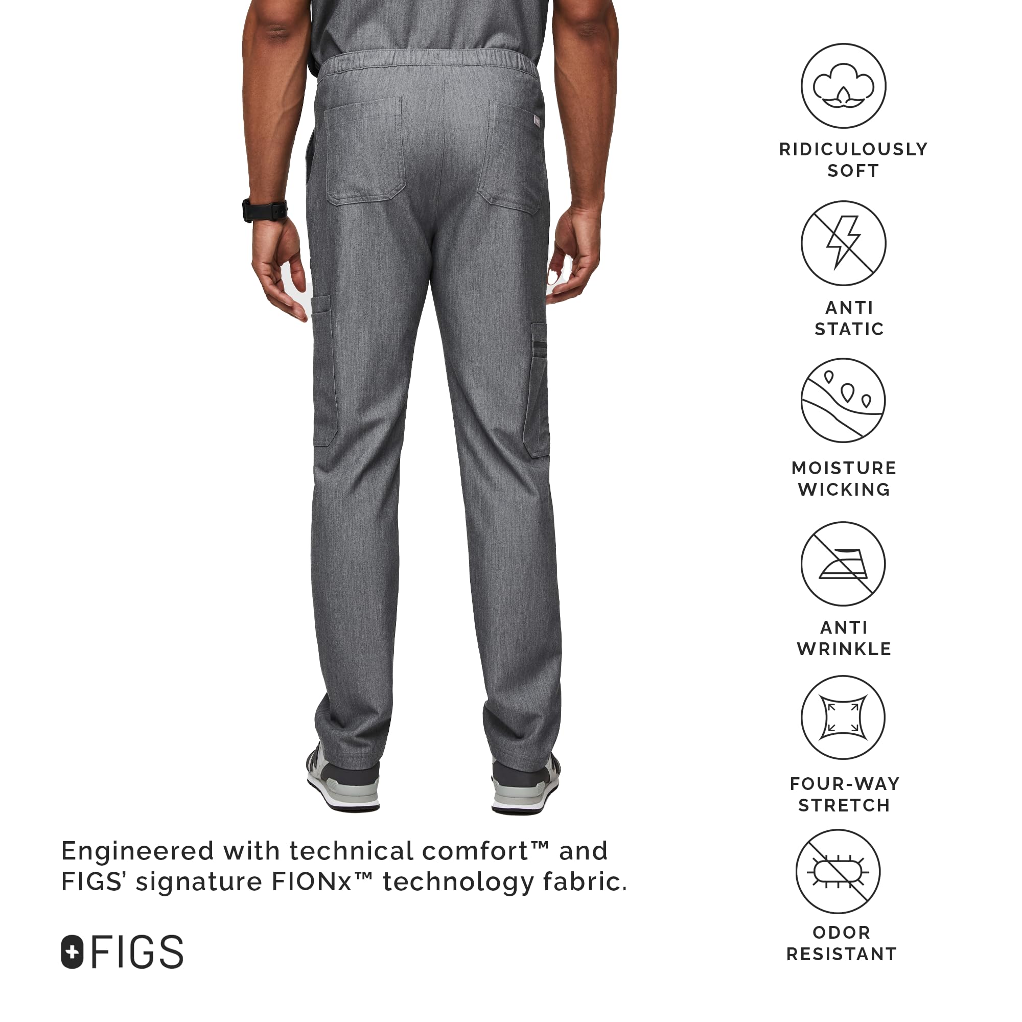 FIGS Cairo Cargo Scrub Pants for Men - Classic Straight Leg Fit, 9 Pockets, 4-Way Stretch, Anti-Wrinkle, Breathable Fabric | Perfect for Doctors, Nurses & Healthcare Professionals