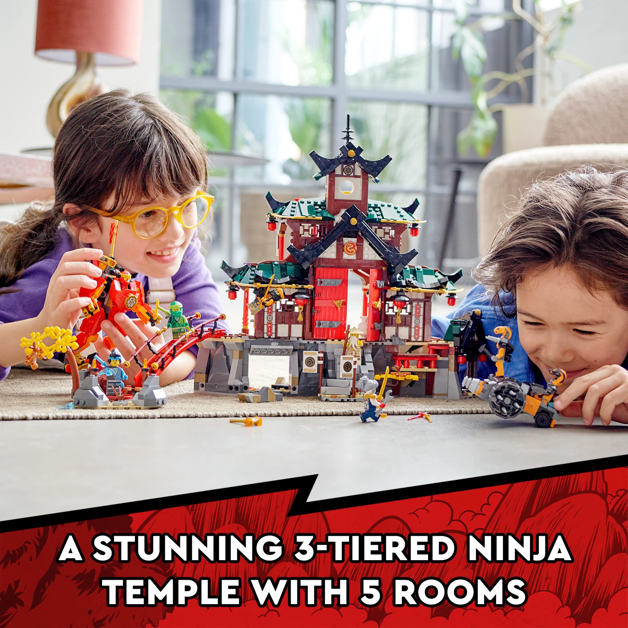 LEGO NINJAGO Ninja Dojo Temple 71767 Building Set - 8 Minifigures & Toy Snake - Spinjitzu Masters Toy for Kids - Collectible Mission Banner Series - Creative Pretend Play & Battle Scenes for Boys & Girls Ages 8+