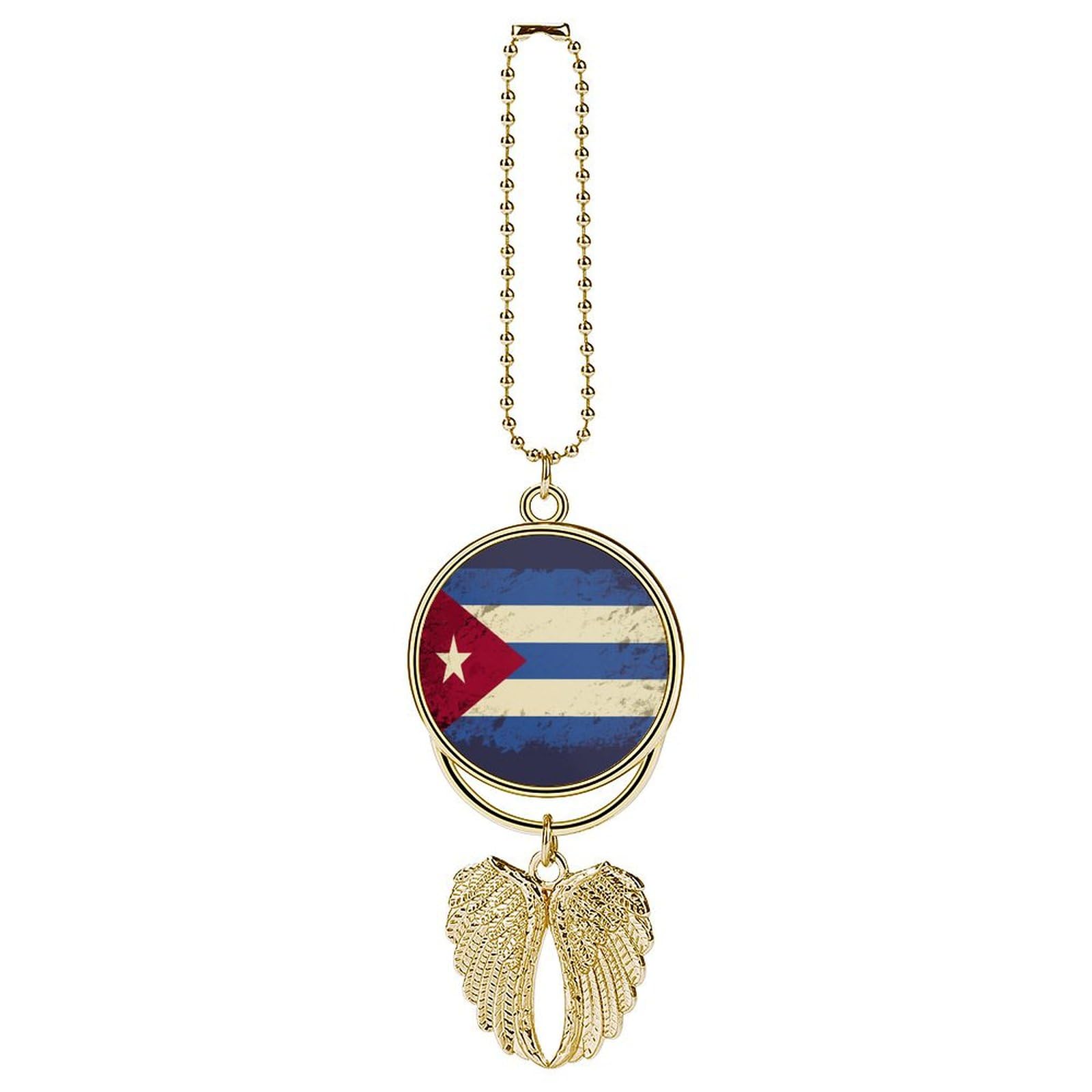 Stylish Cuban Flag Car Hanging Ornaments - Grunge Background Rearview Mirror Charms for Auto Interior Decoration | Perfect for Car Enthusiasts & Patriotic Drivers