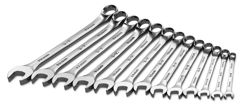 13-Piece 6-Point Metric Combination Wrench Set - Chrome Plated for Durability | Ideal for Automotive Repair, Machinery Maintenance & DIY Projects