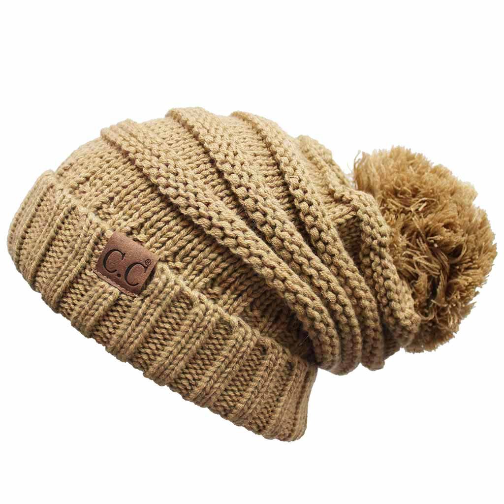 ScarvesMe Warm Chunky Soft Oversized Cable Knit Slouchy Beanie with Pom Pom - Cozy Winter Hat for Women & Men - Perfect for Snow Days, Skiing & Outdoor Activities